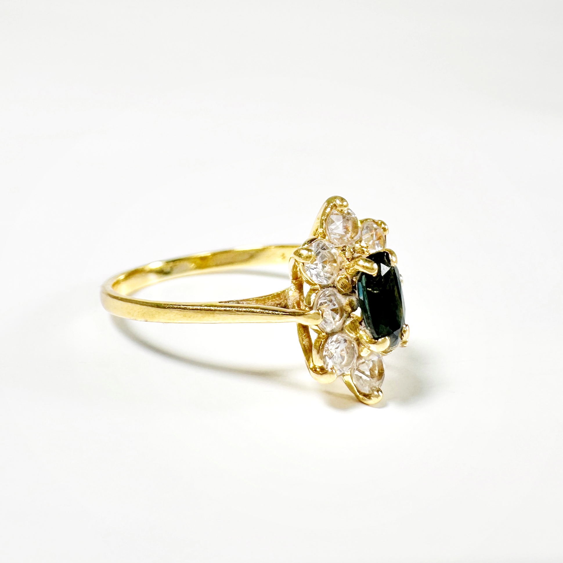 Vintage Gold Sapphire Diamond Marquise Ring 5