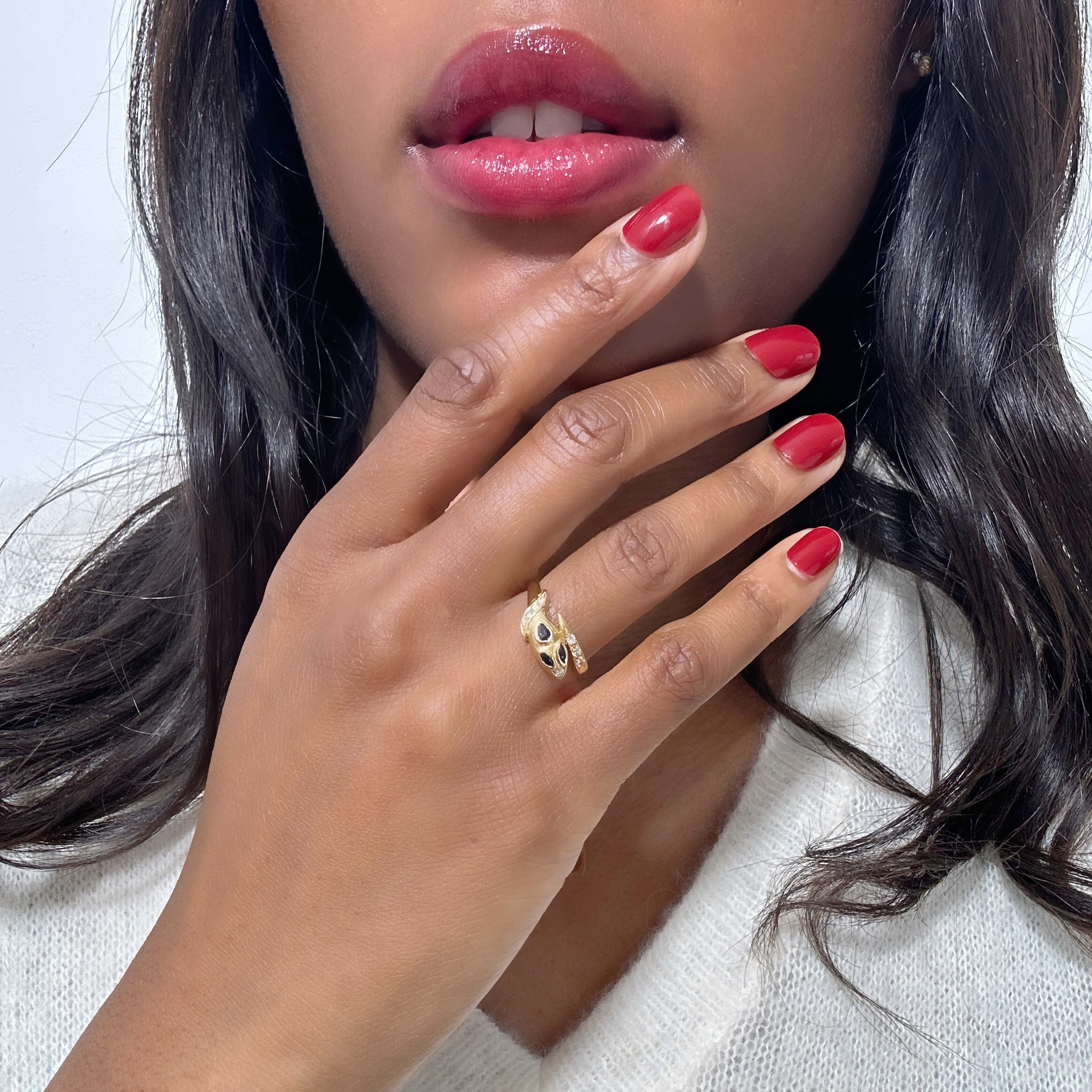 Vintage Gold Sapphire Diamond Snake Ring 0