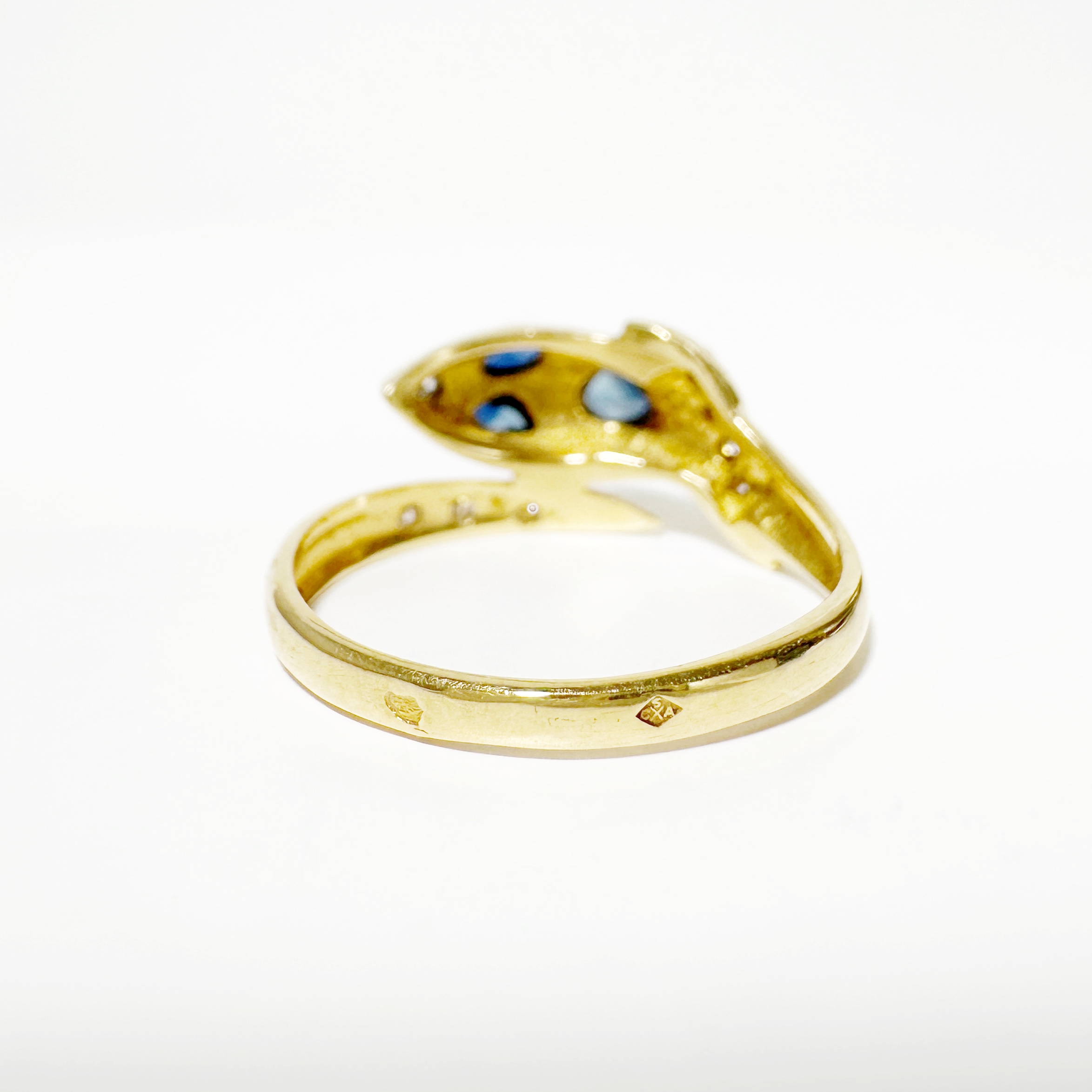 Vintage Gold Sapphire Diamond Snake Ring 8