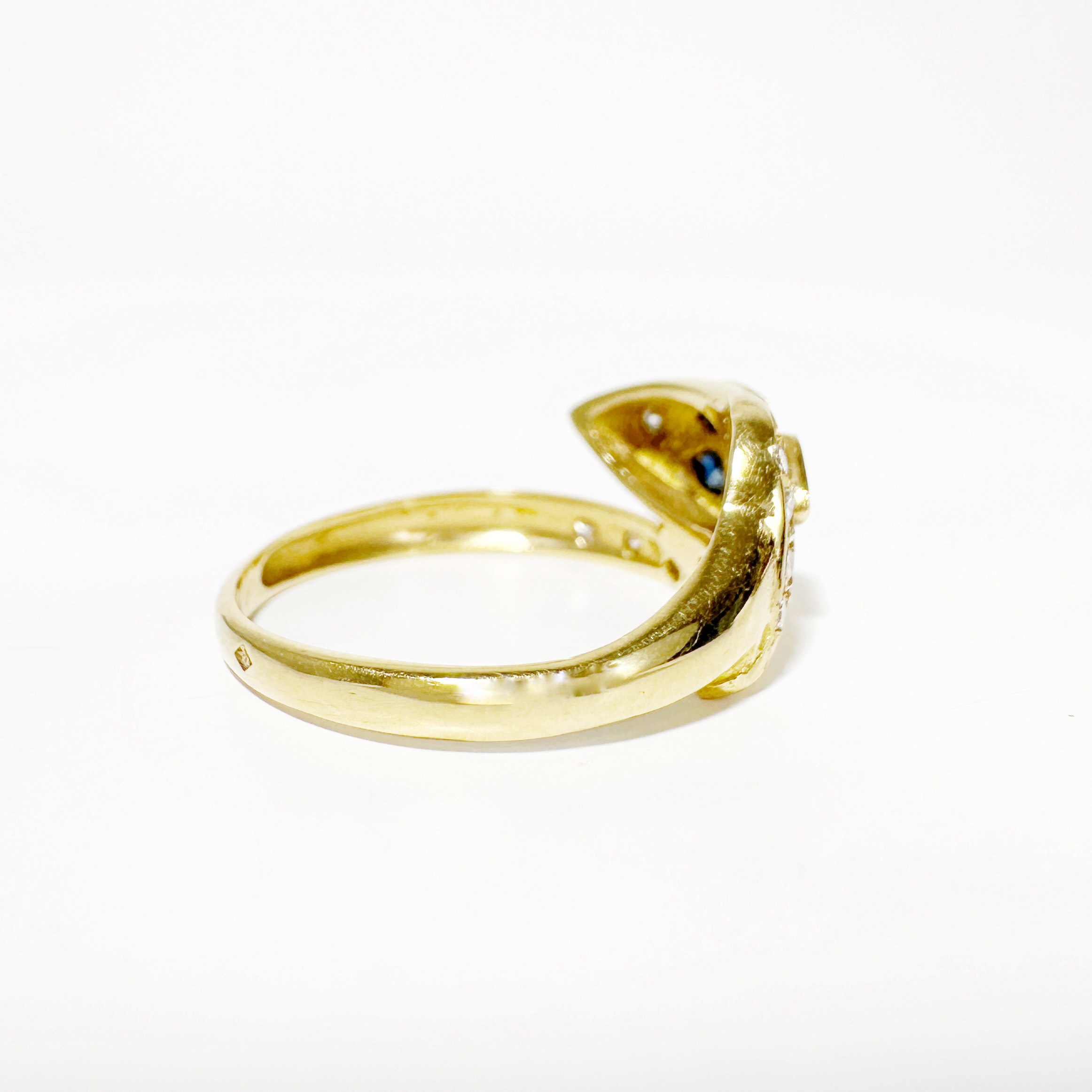 Vintage Gold Sapphire Diamond Snake Ring 9