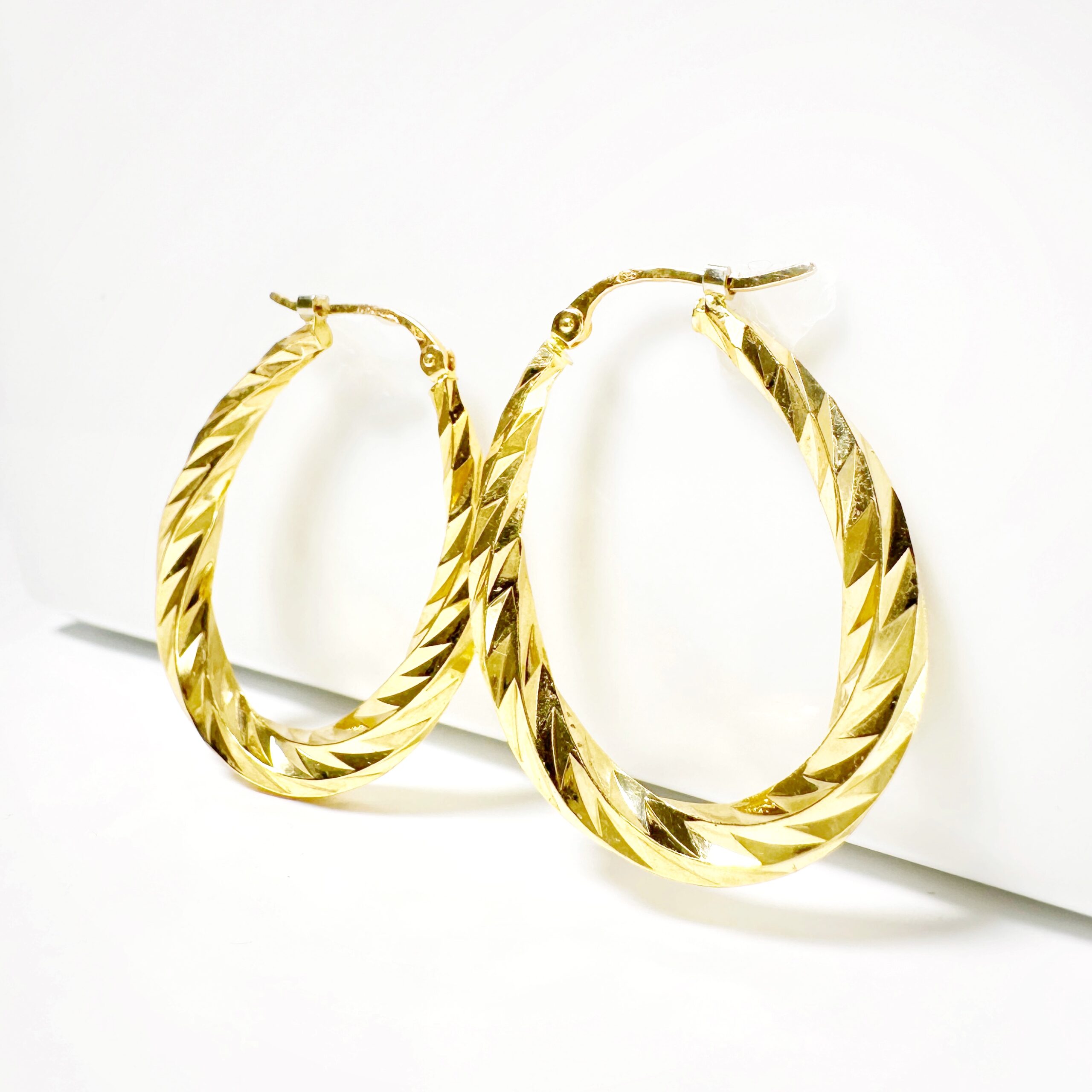 Vintage Gold Twisted Hoop Earrings 1