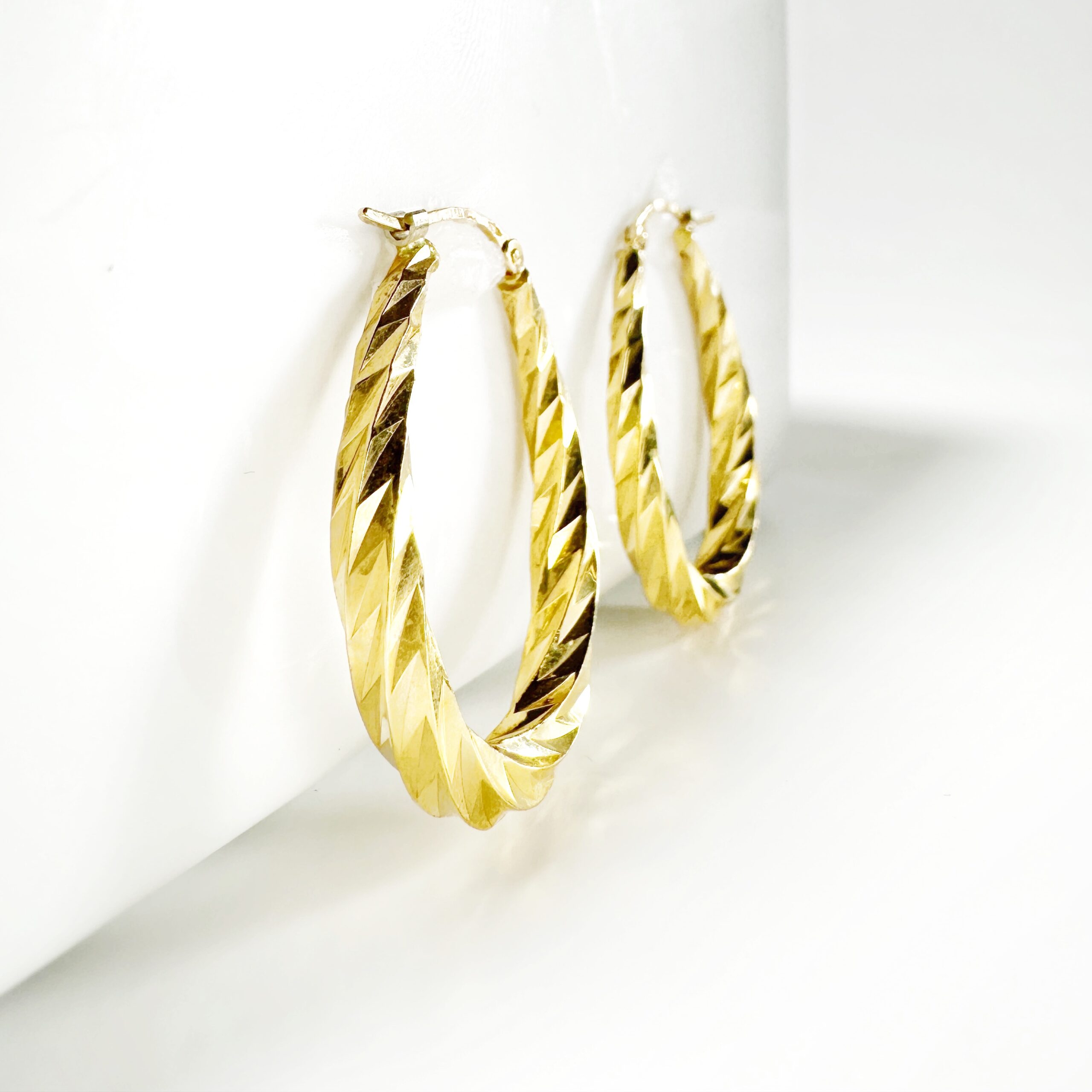 Vintage Gold Twisted Hoop Earrings 5