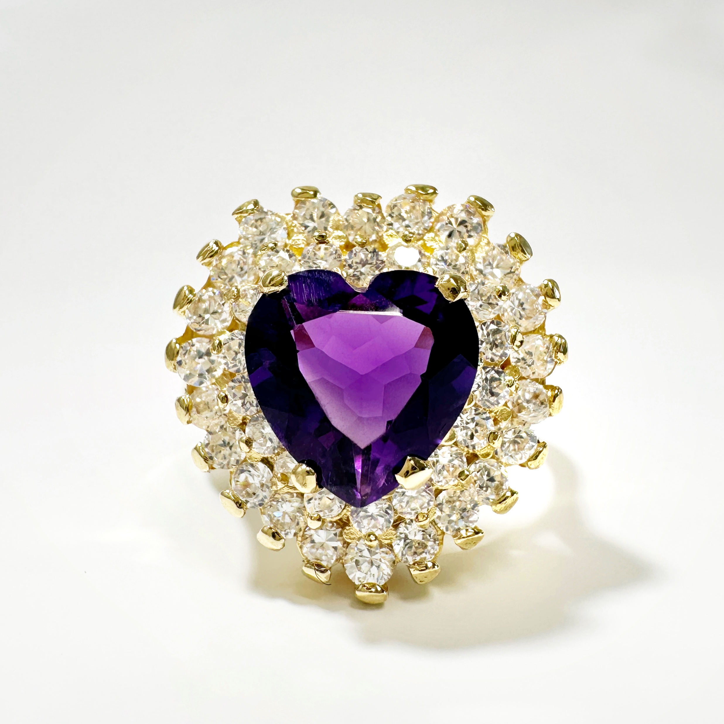 Vintage Amethyst Heart Gold Ring 1