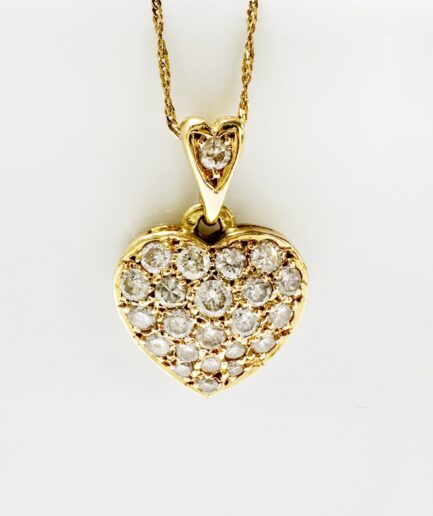 Heart pendant paved with gold and diamonds "Aymée"
