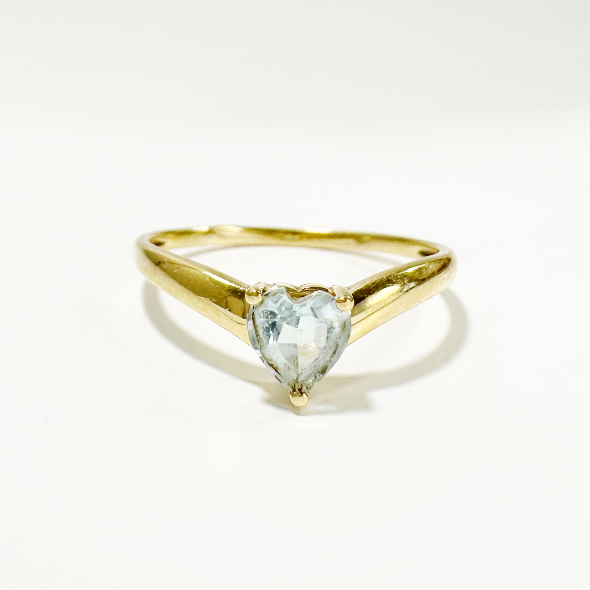 Vintage Gold Aquamarine Heart Ring 1
