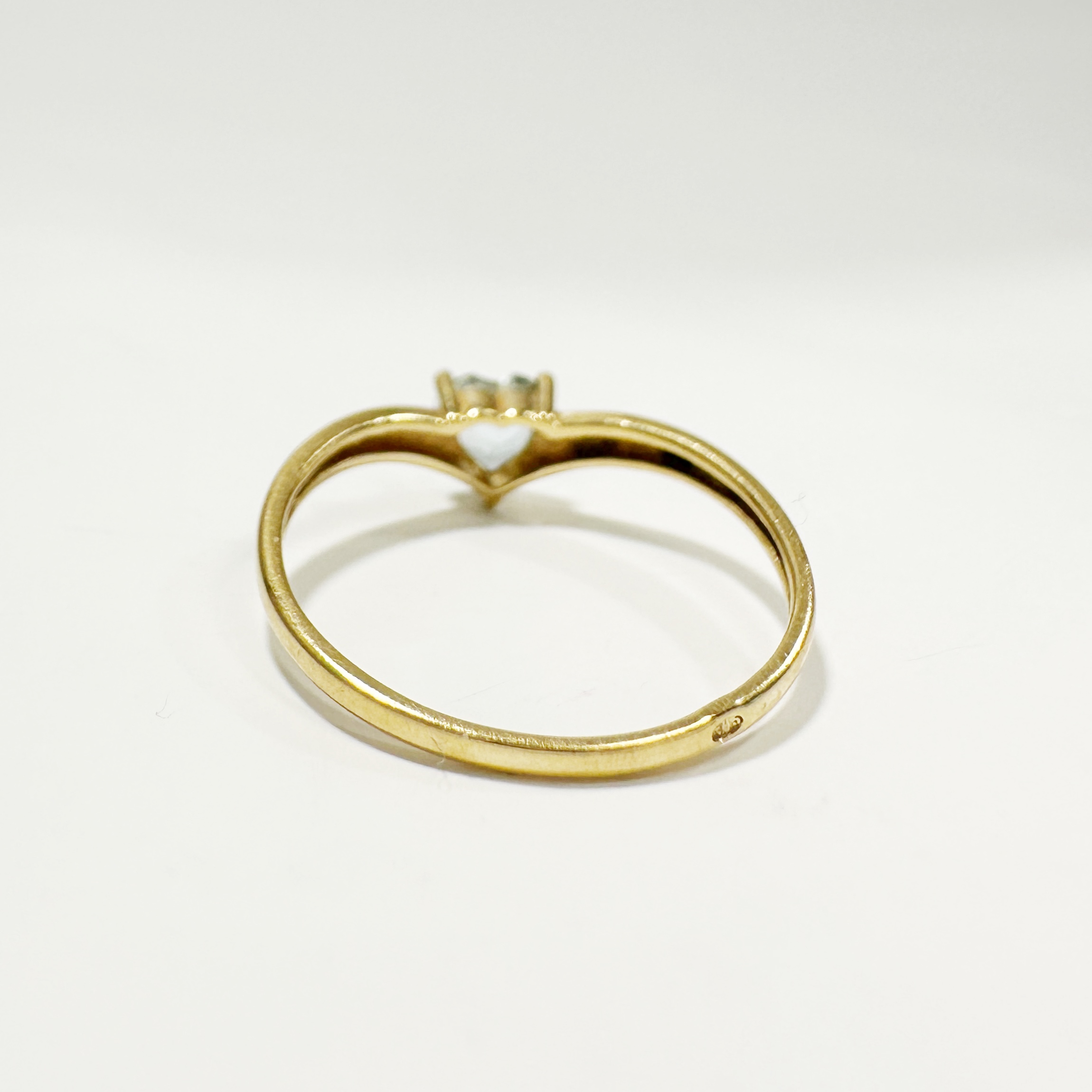 Vintage Gold Aquamarine Heart Ring 10