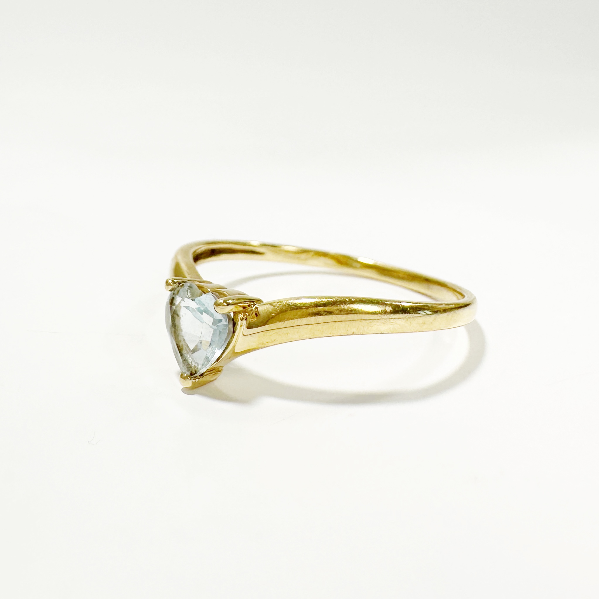 Vintage Gold Aquamarine Heart Ring 5
