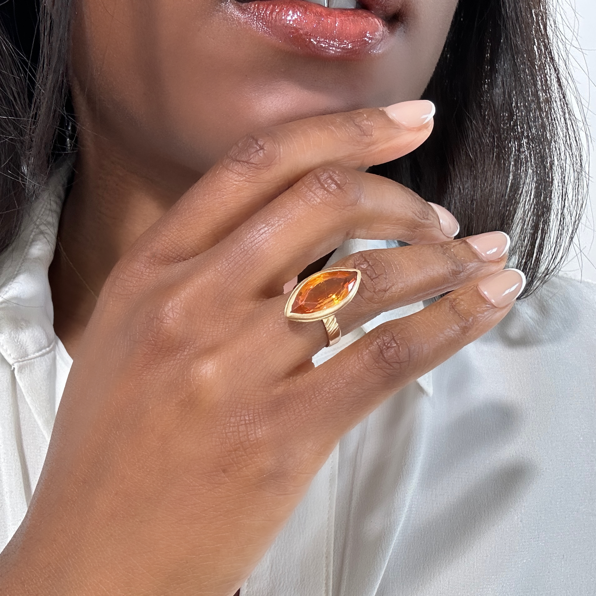 Vintage Gold Citrine Marquise Ring 10