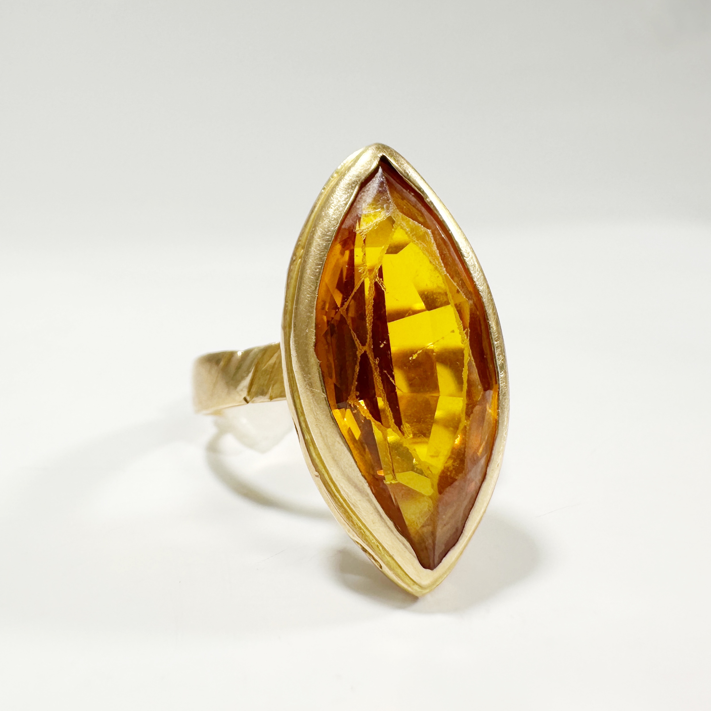 Vintage Gold Citrine Marquise Ring 2