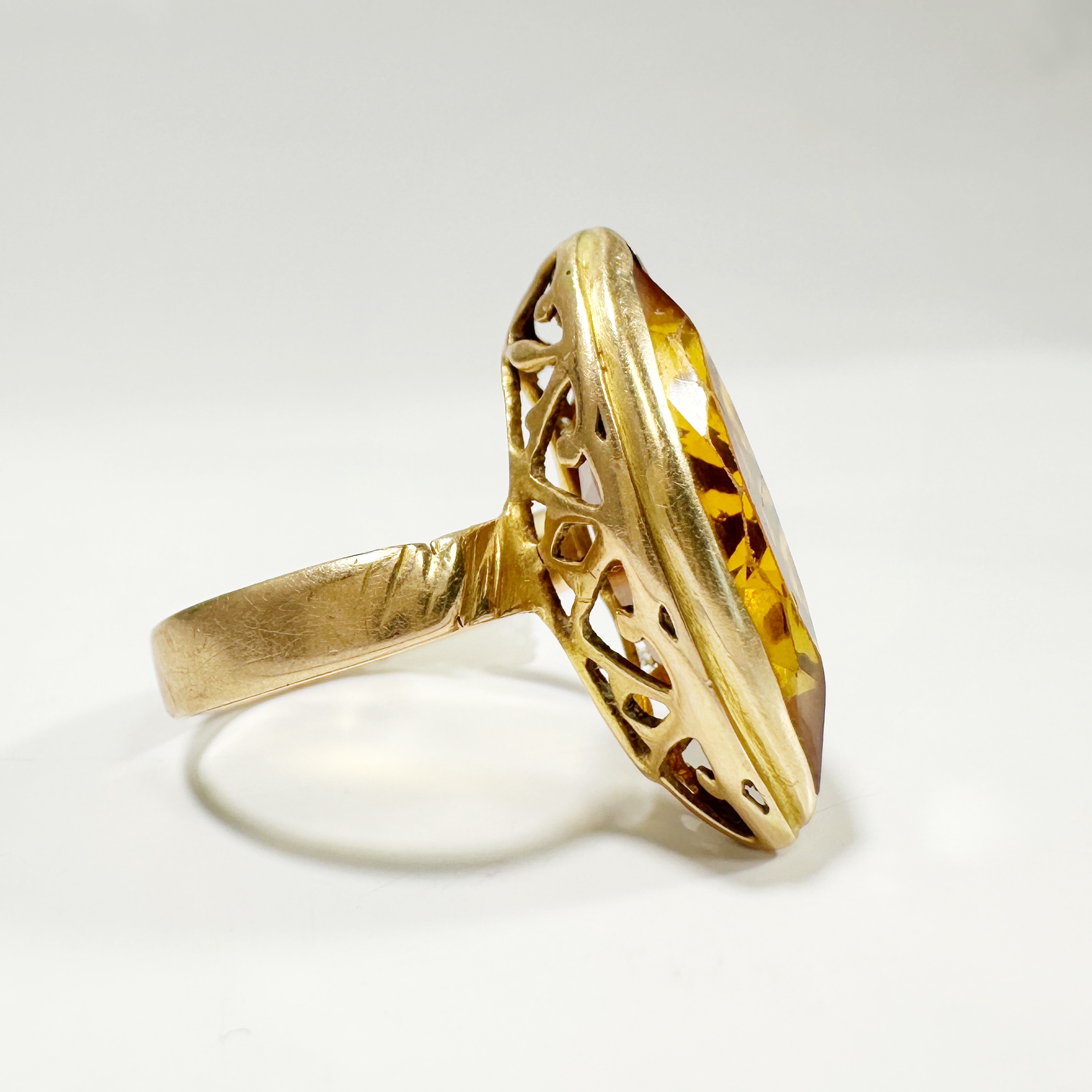 Vintage Gold Citrine Marquise Ring 6