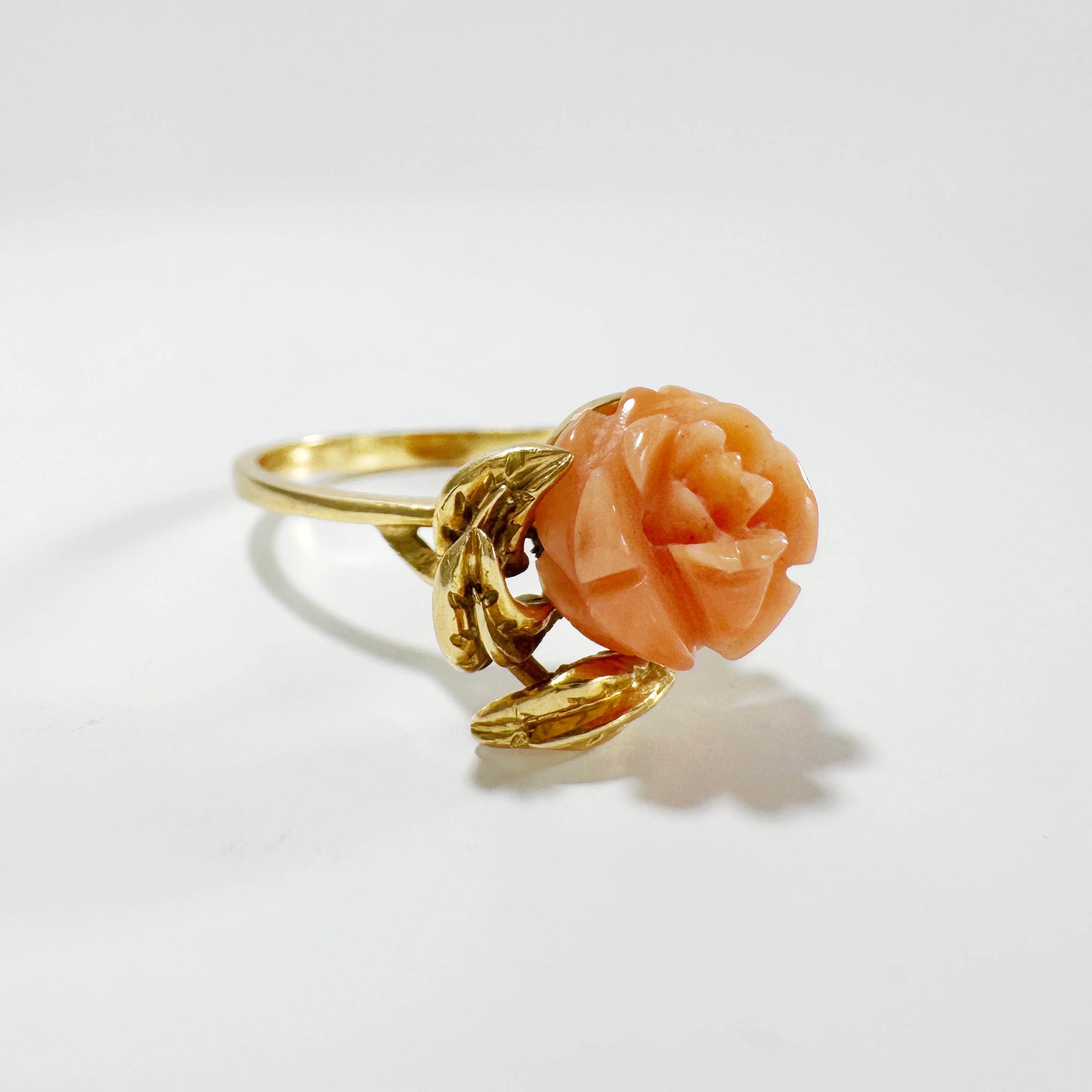 Vintage Gold Coral Rose Shaped Ring 10