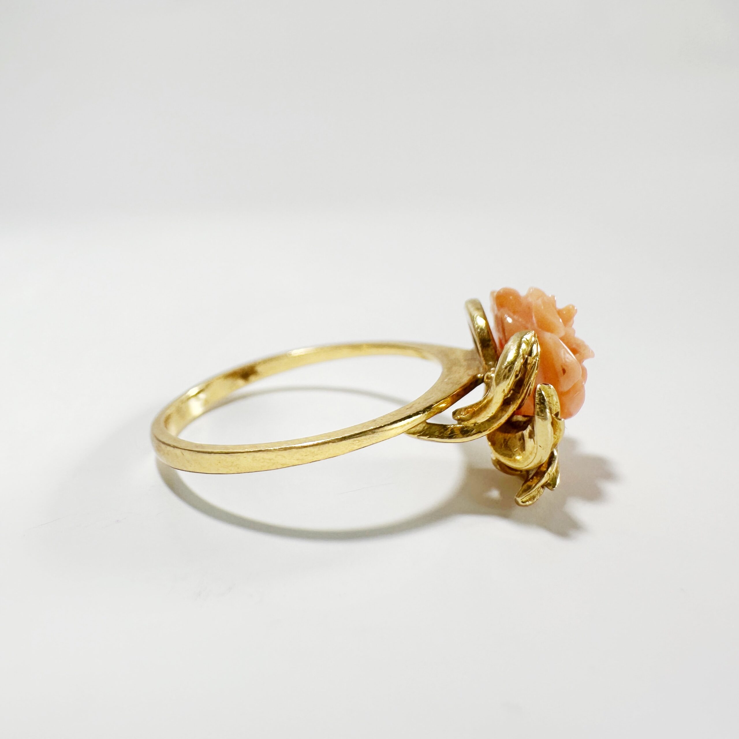 Vintage Gold Coral Rose Shaped Ring 2