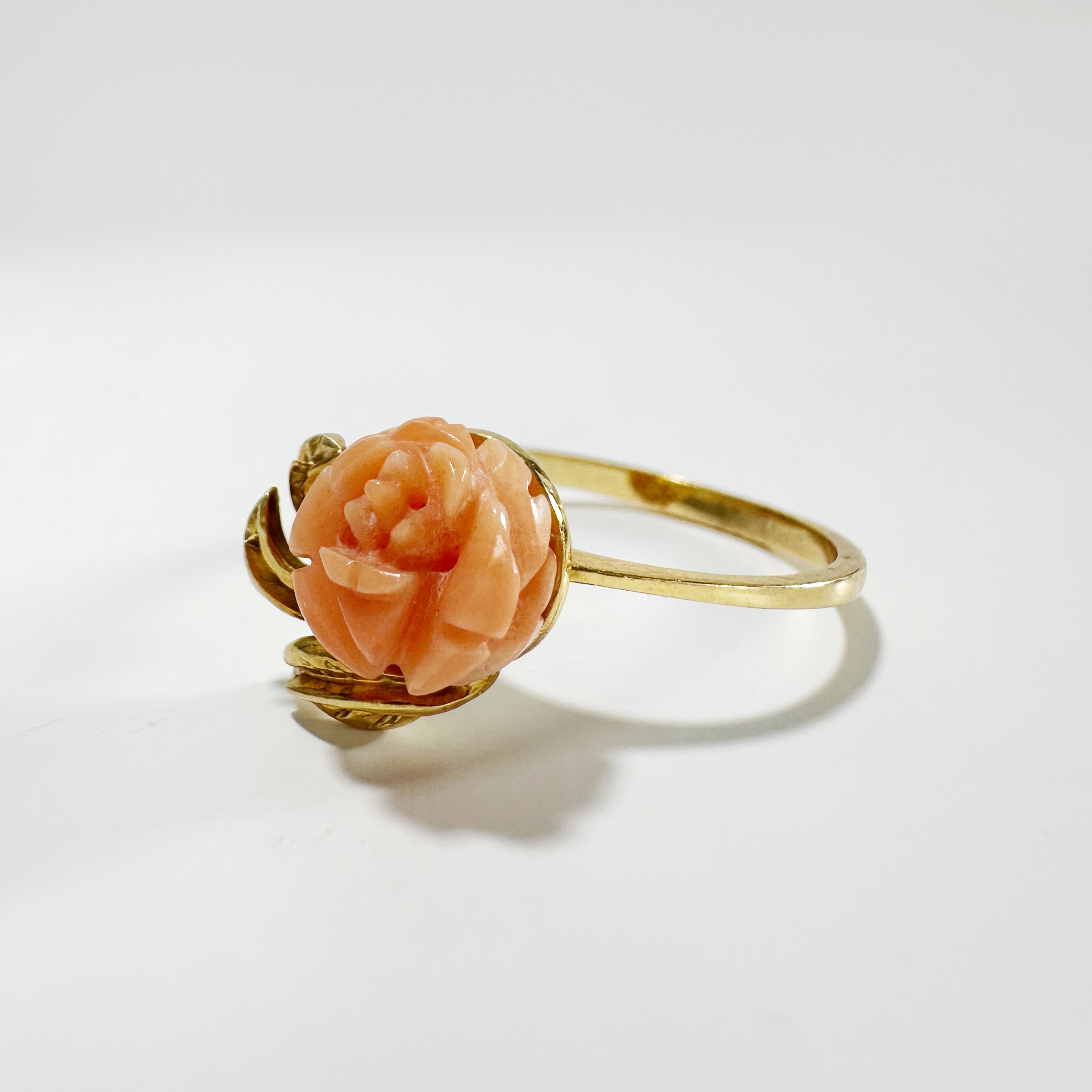 Vintage Gold Coral Rose Shaped Ring 5