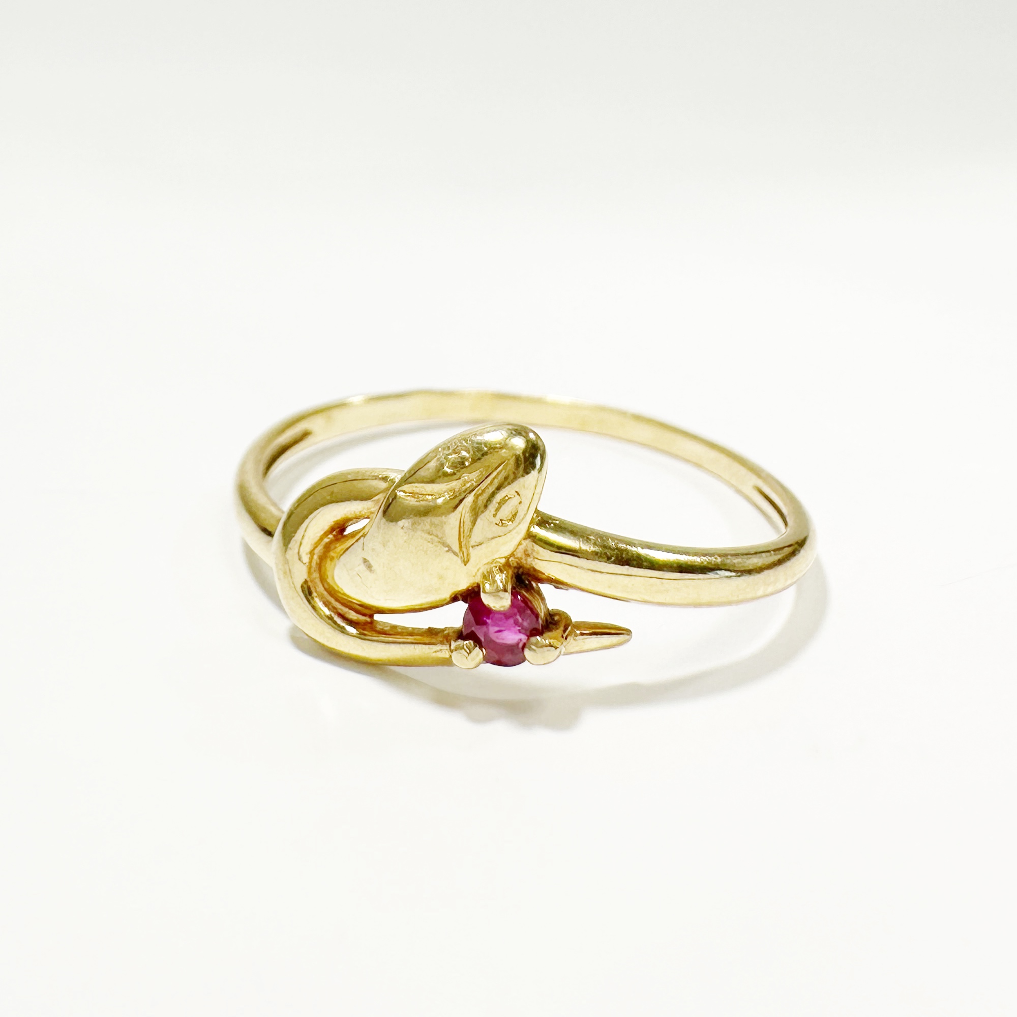 Vintage Gold Ruby Snake Ring 2