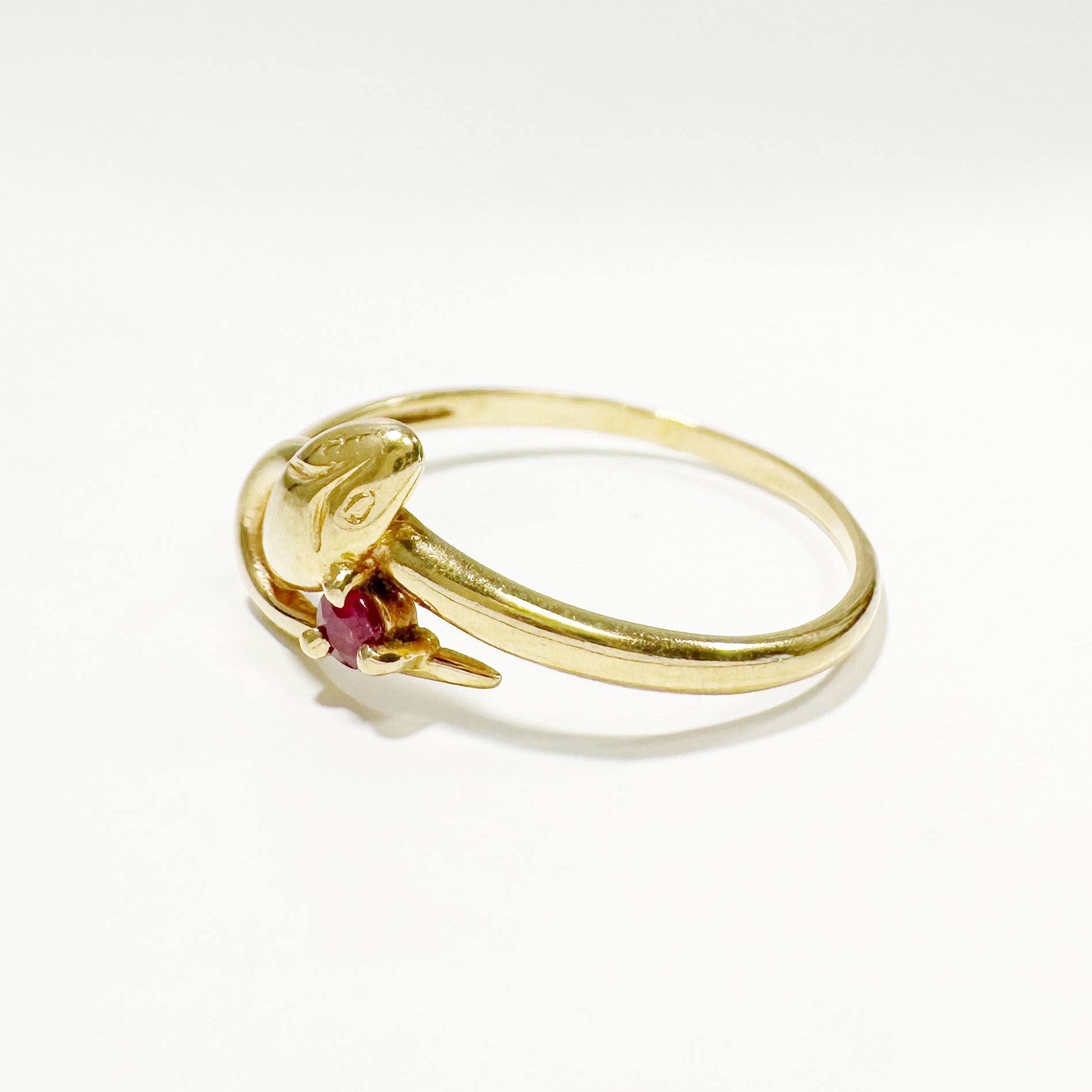 Vintage Gold Ruby Snake Ring 7