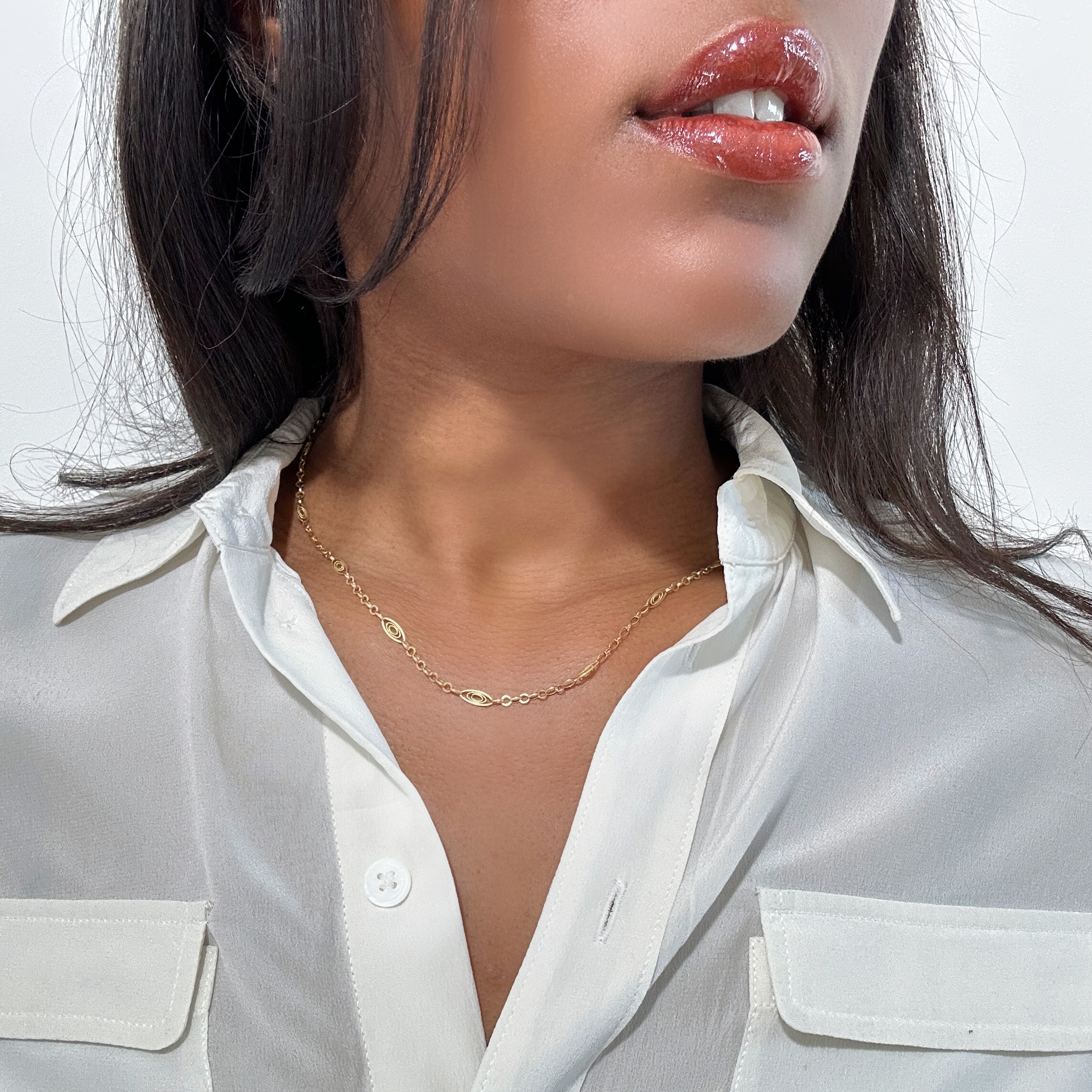 Vintage Gold Chain Filgree Necklace 7