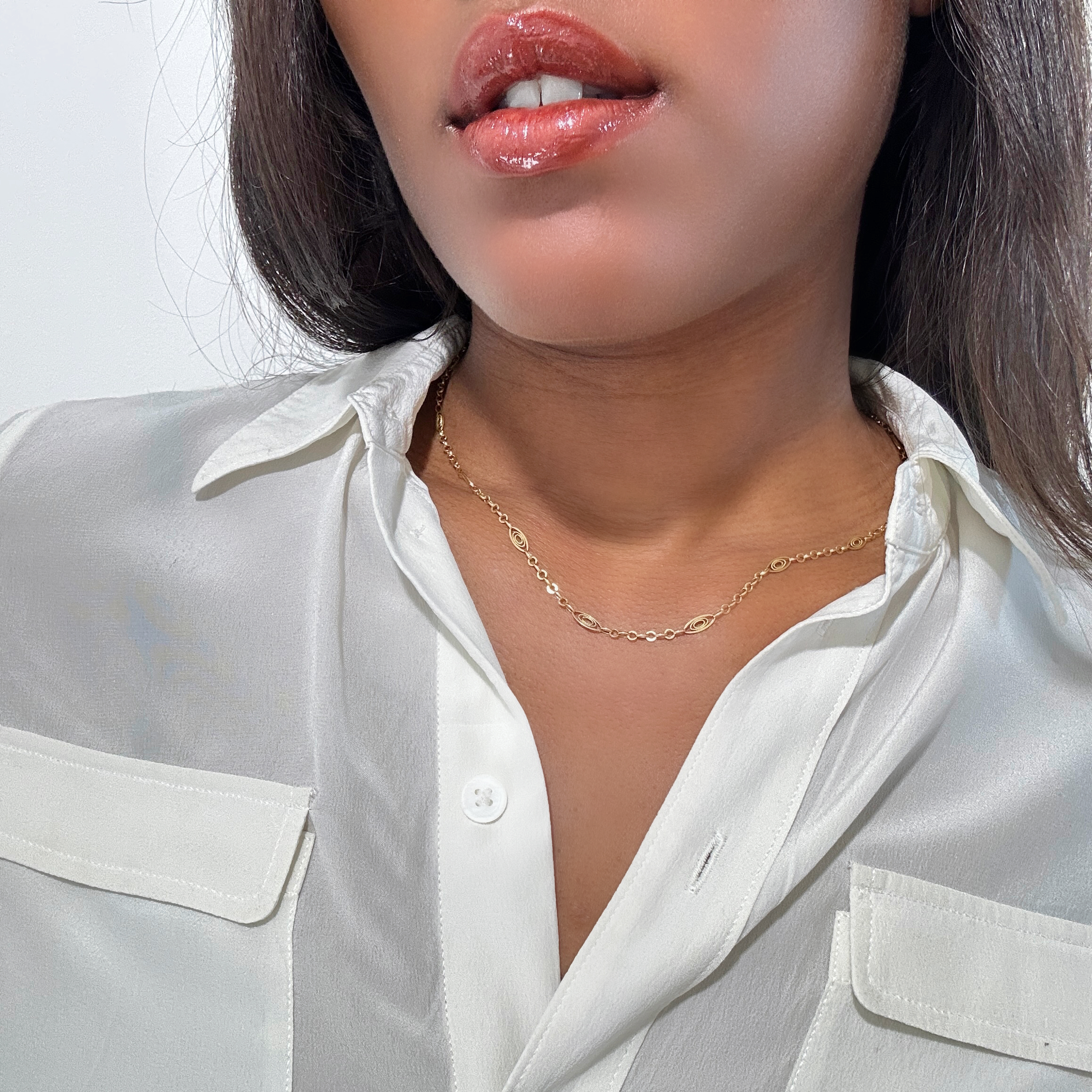 Vintage Gold Chain Filgree Necklace 9