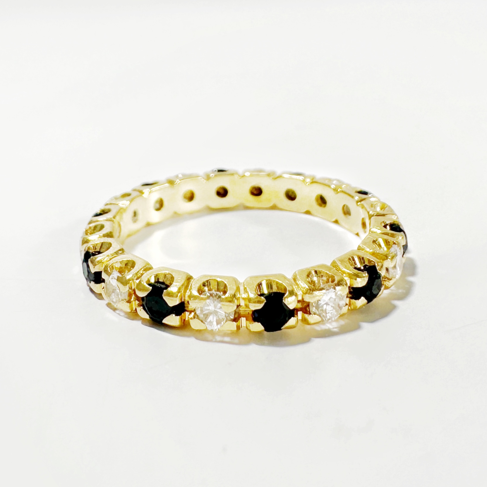 Vintage Gold Diamond And Sapphire American Wedding Band 1