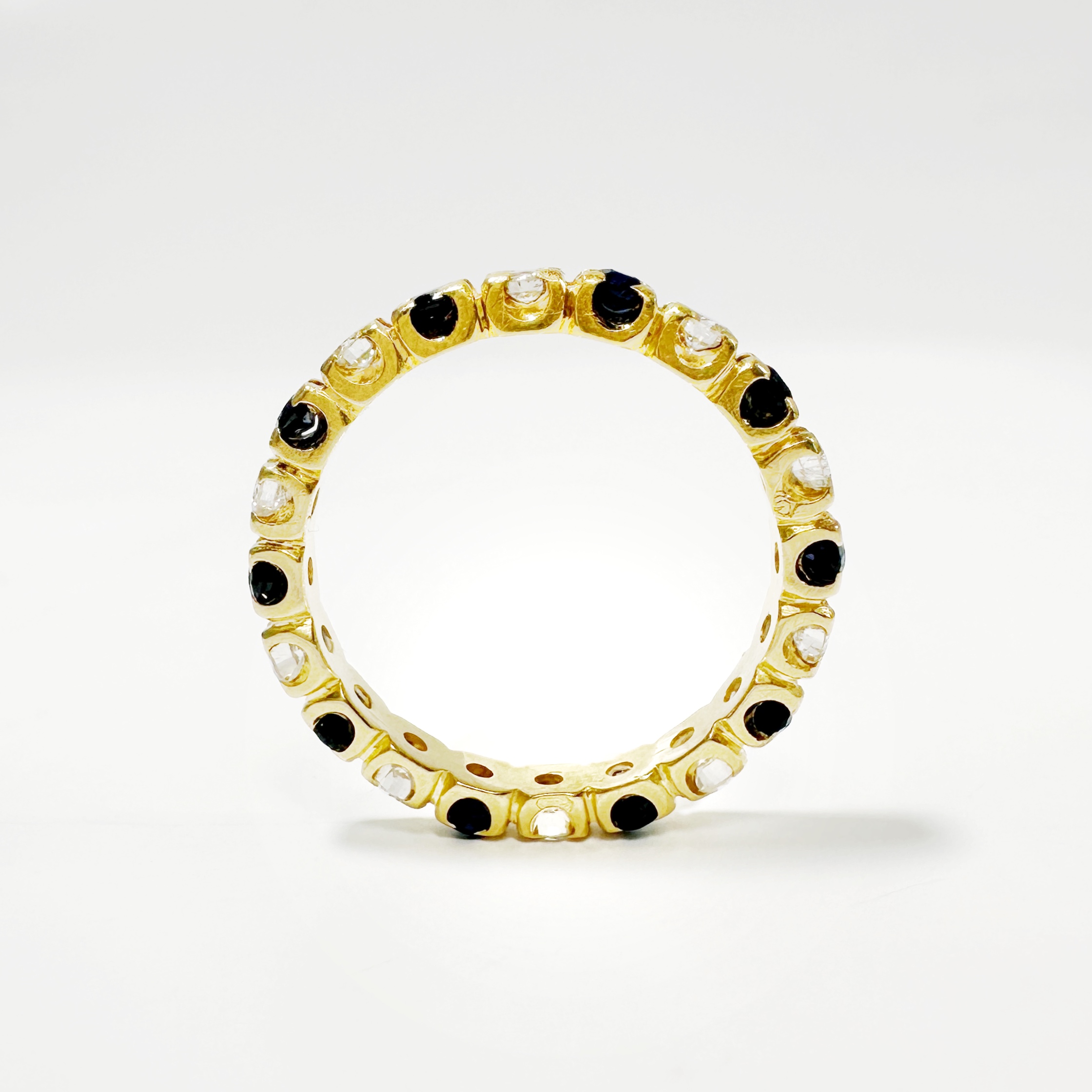 Vintage Gold Diamond And Sapphire American Wedding Band 2