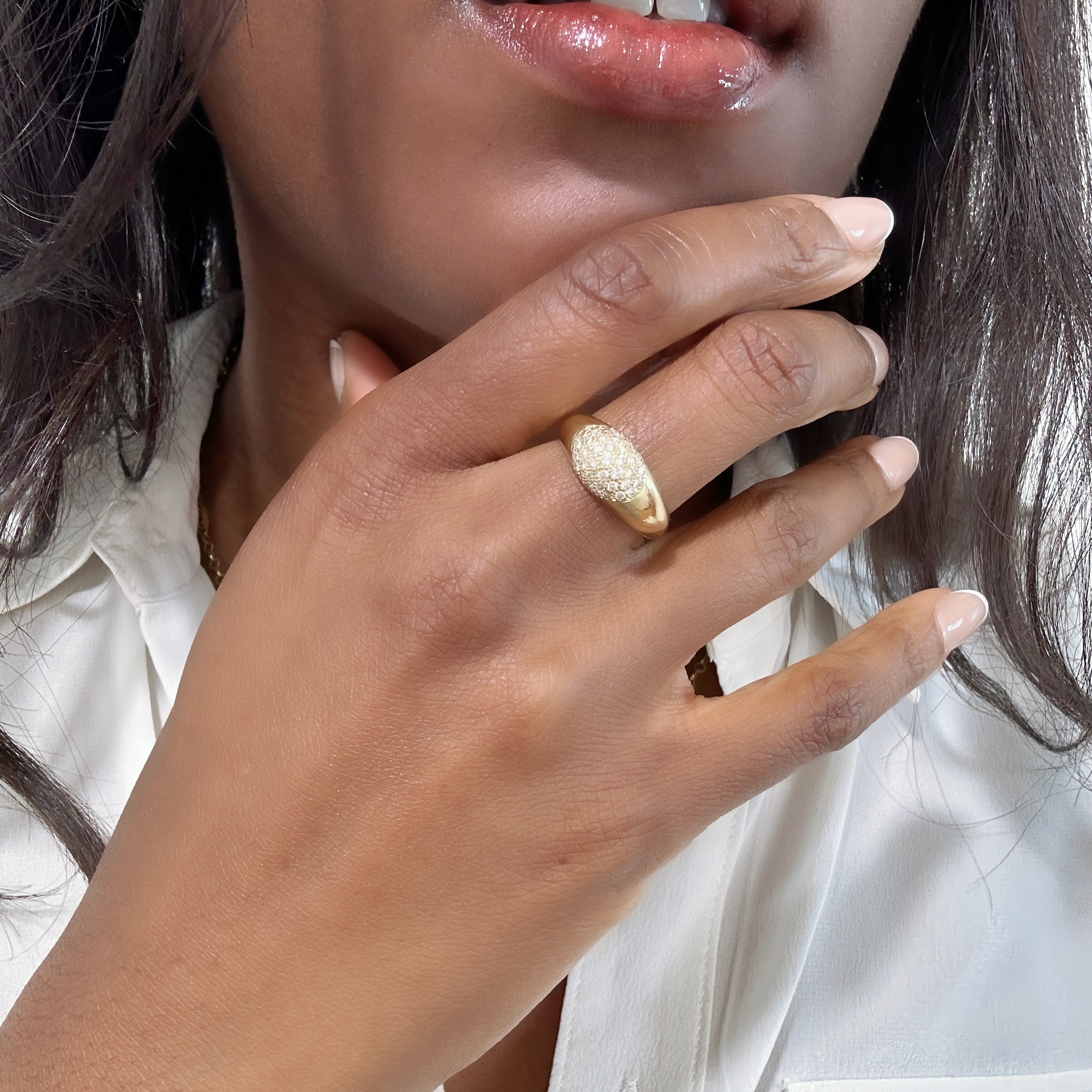 Vintage Gold Diamond Pavé Ring 7