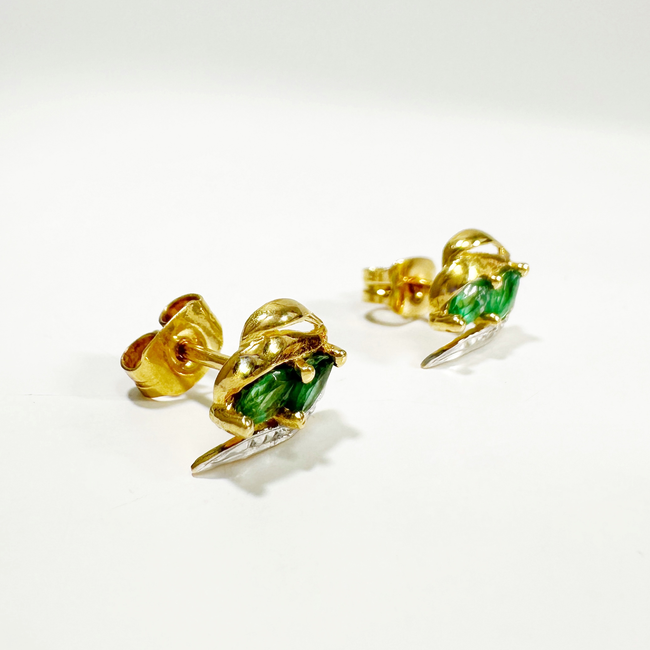 Vintage Gold Emerald Earrings 3