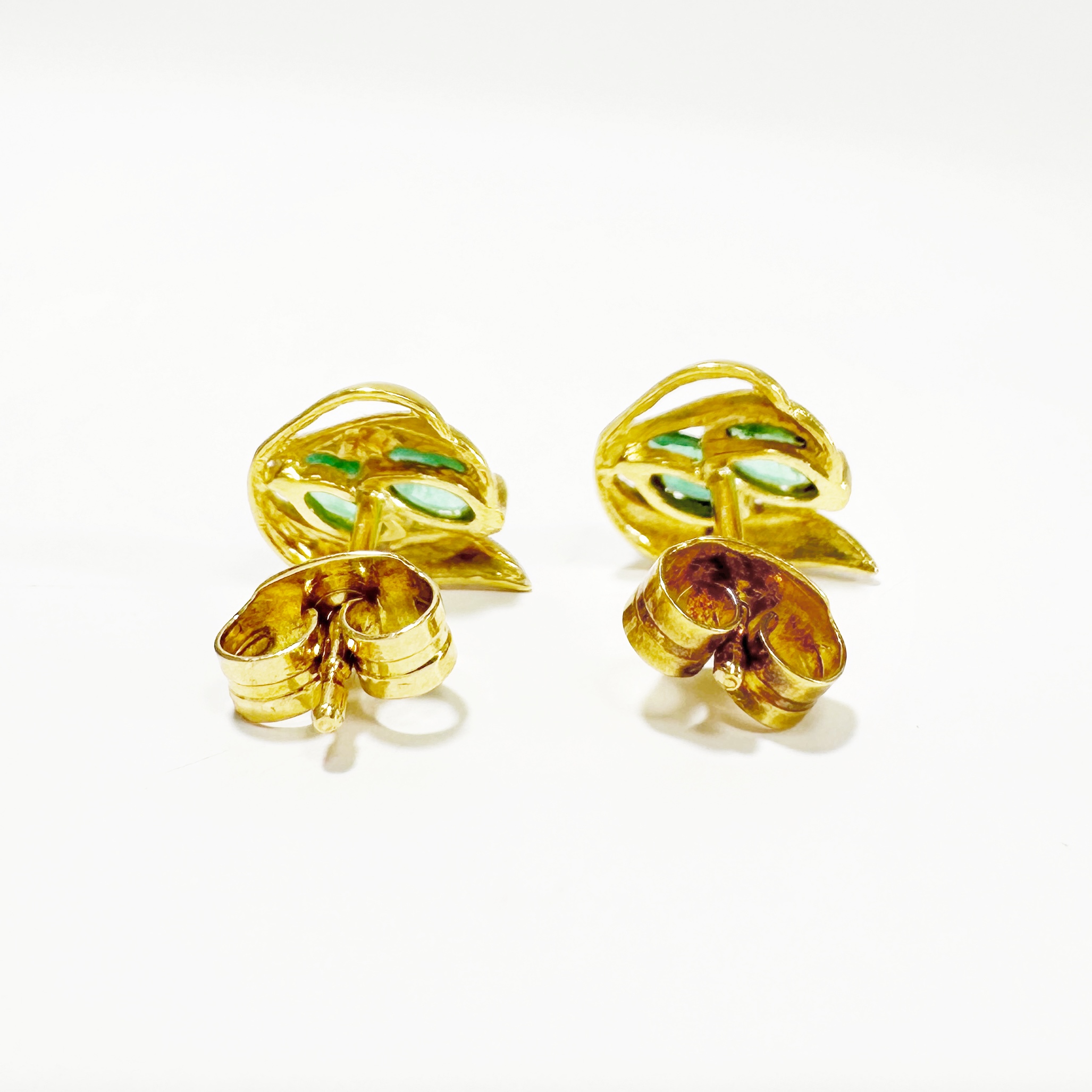 Vintage Gold Emerald Earrings 6