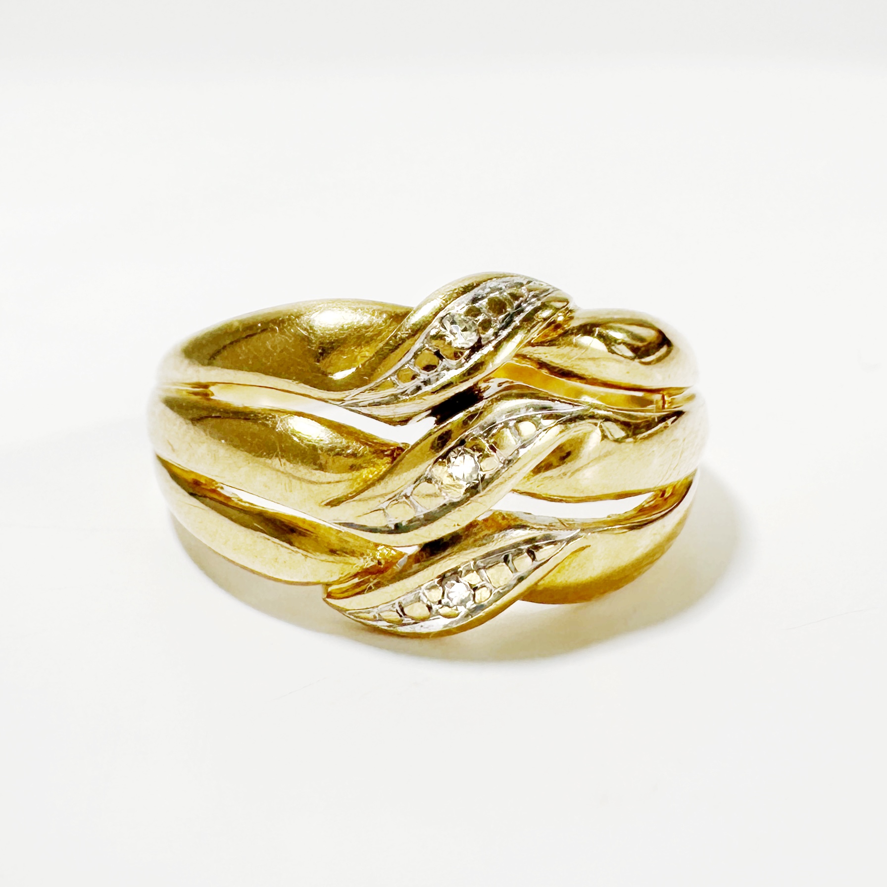 Vintage Gold Gadroon Diamond Ring 1