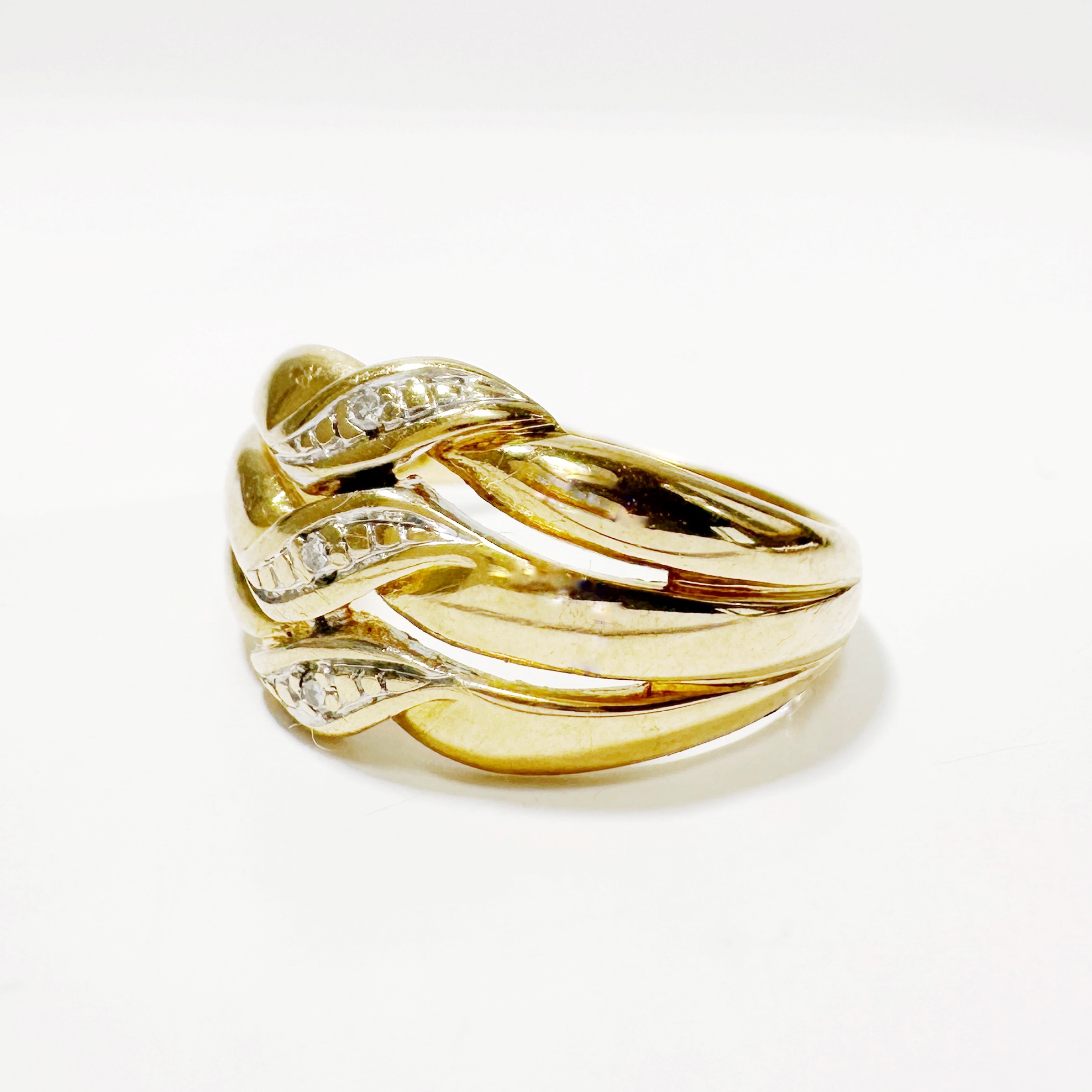 Vintage Gold Gadroon Diamond Ring 3