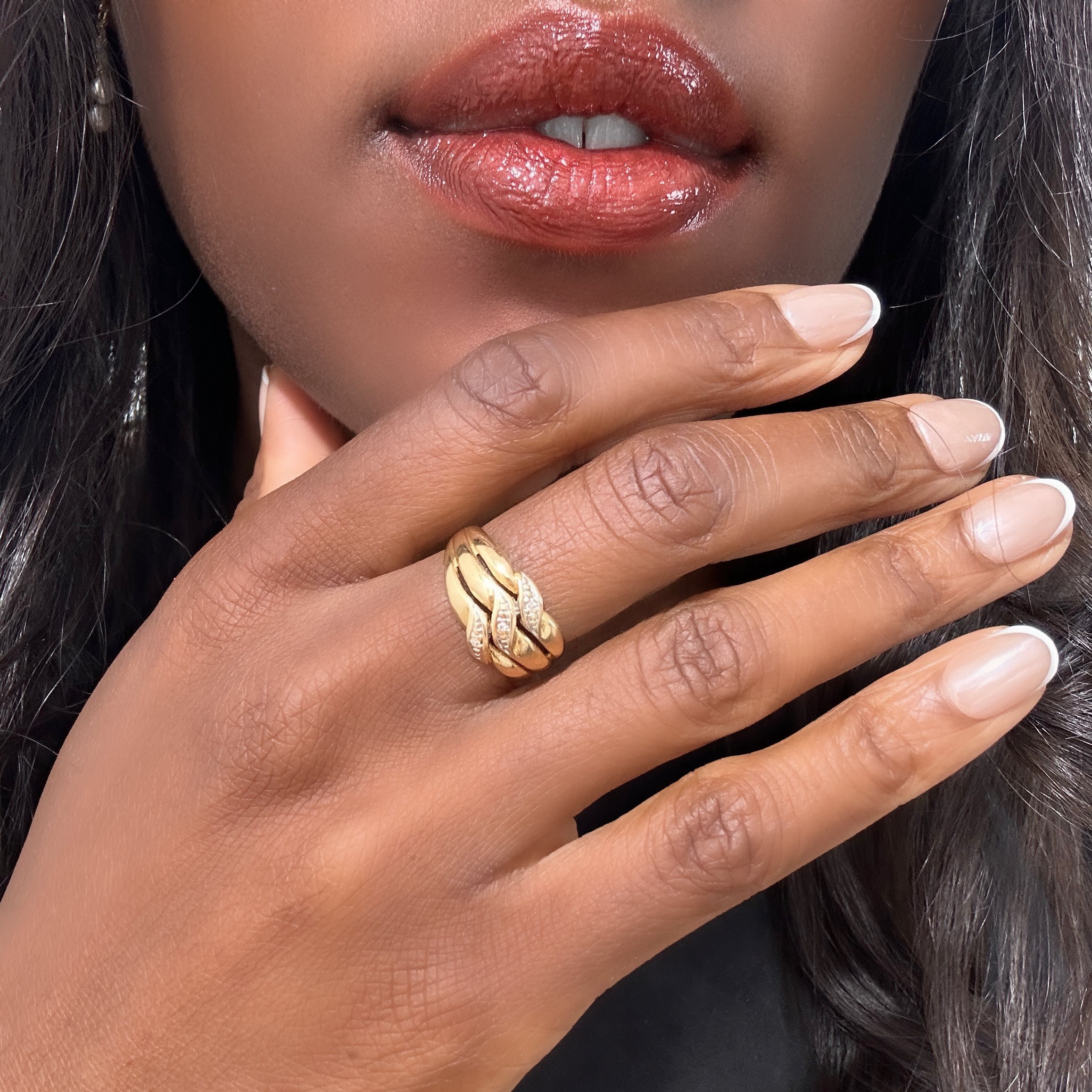 Vintage Gold Gadroon Diamond Ring 7