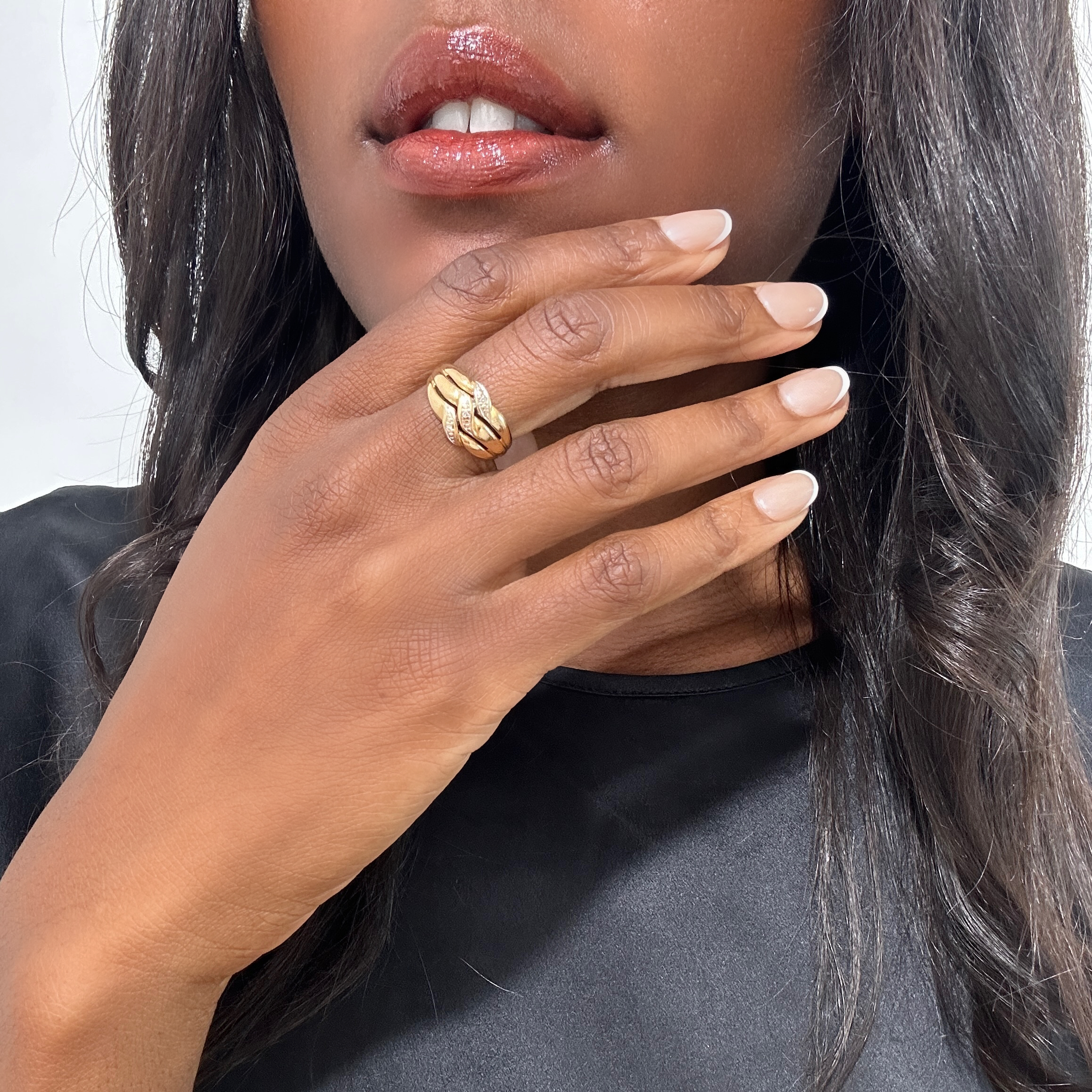 Vintage Gold Gadroon Diamond Ring 9