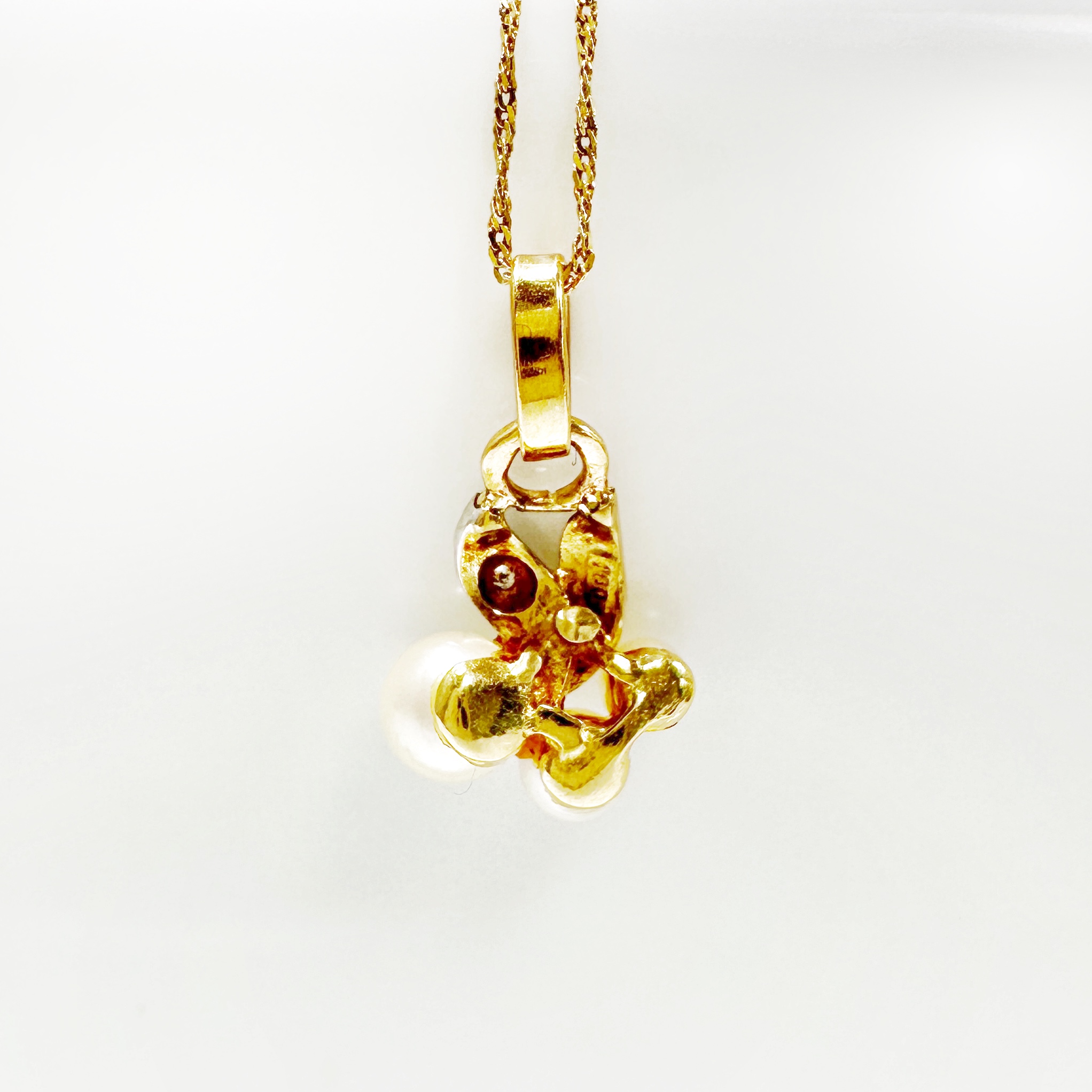 Vintage Gold Pearl Diamond Pendant 6