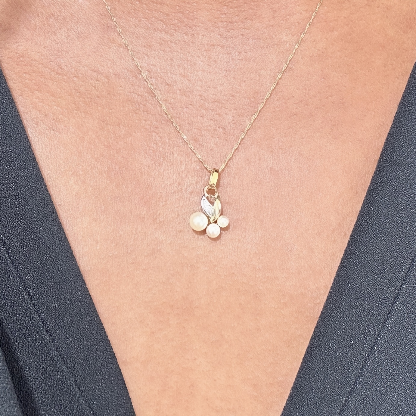 Vintage Gold Pearl Diamond Pendant 7