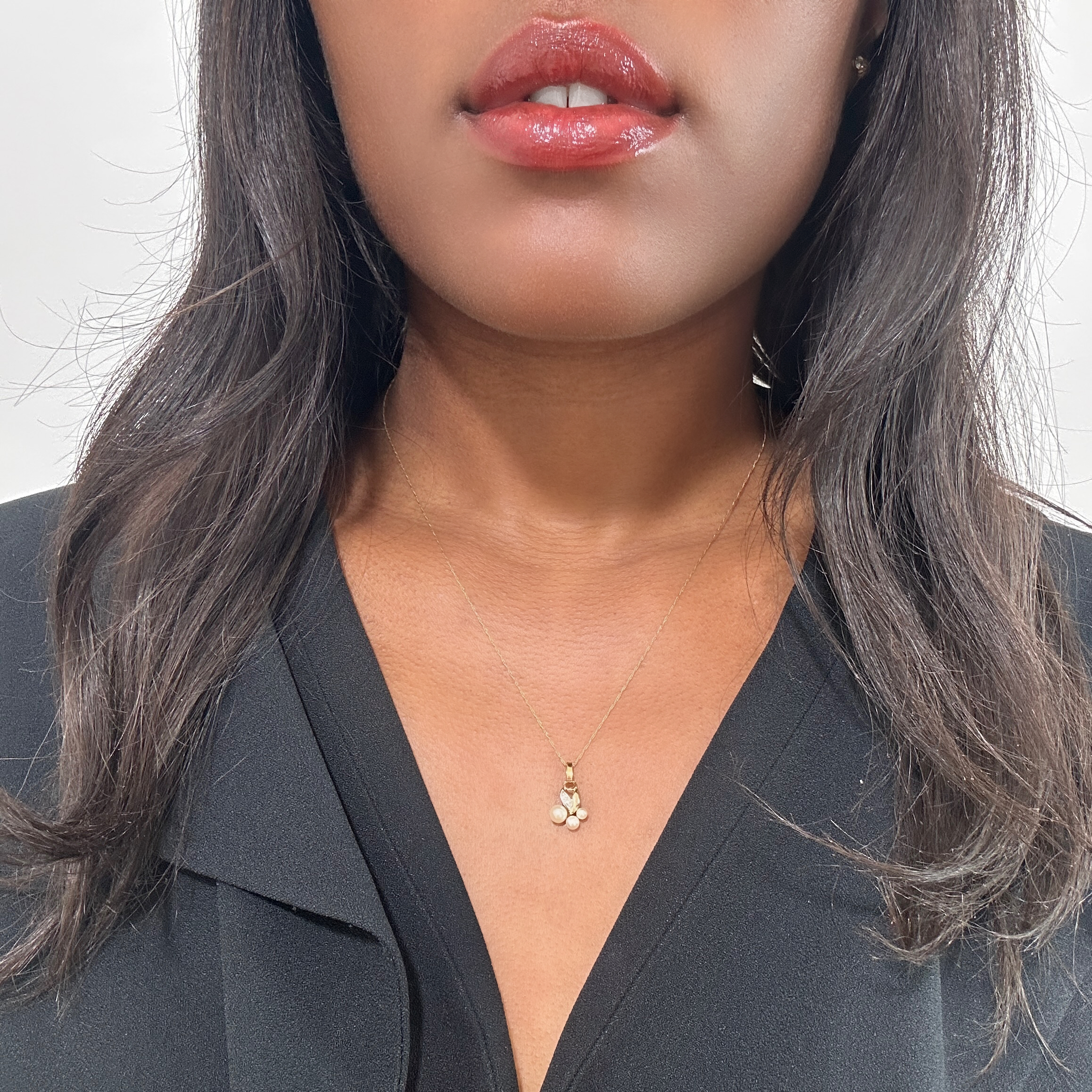 Vintage Gold Pearl Diamond Pendant 9