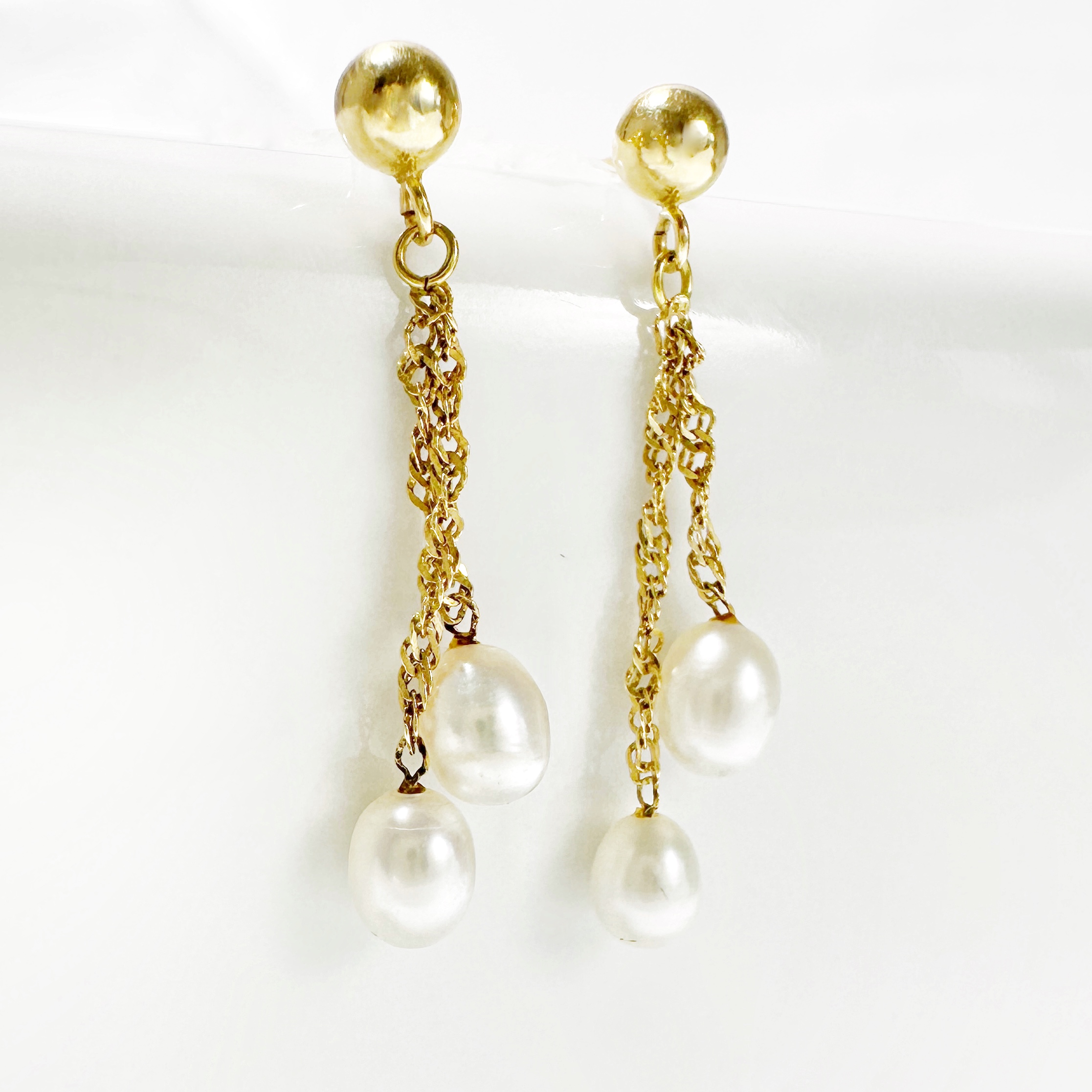 Vintage Gold Pearl Earrings 5