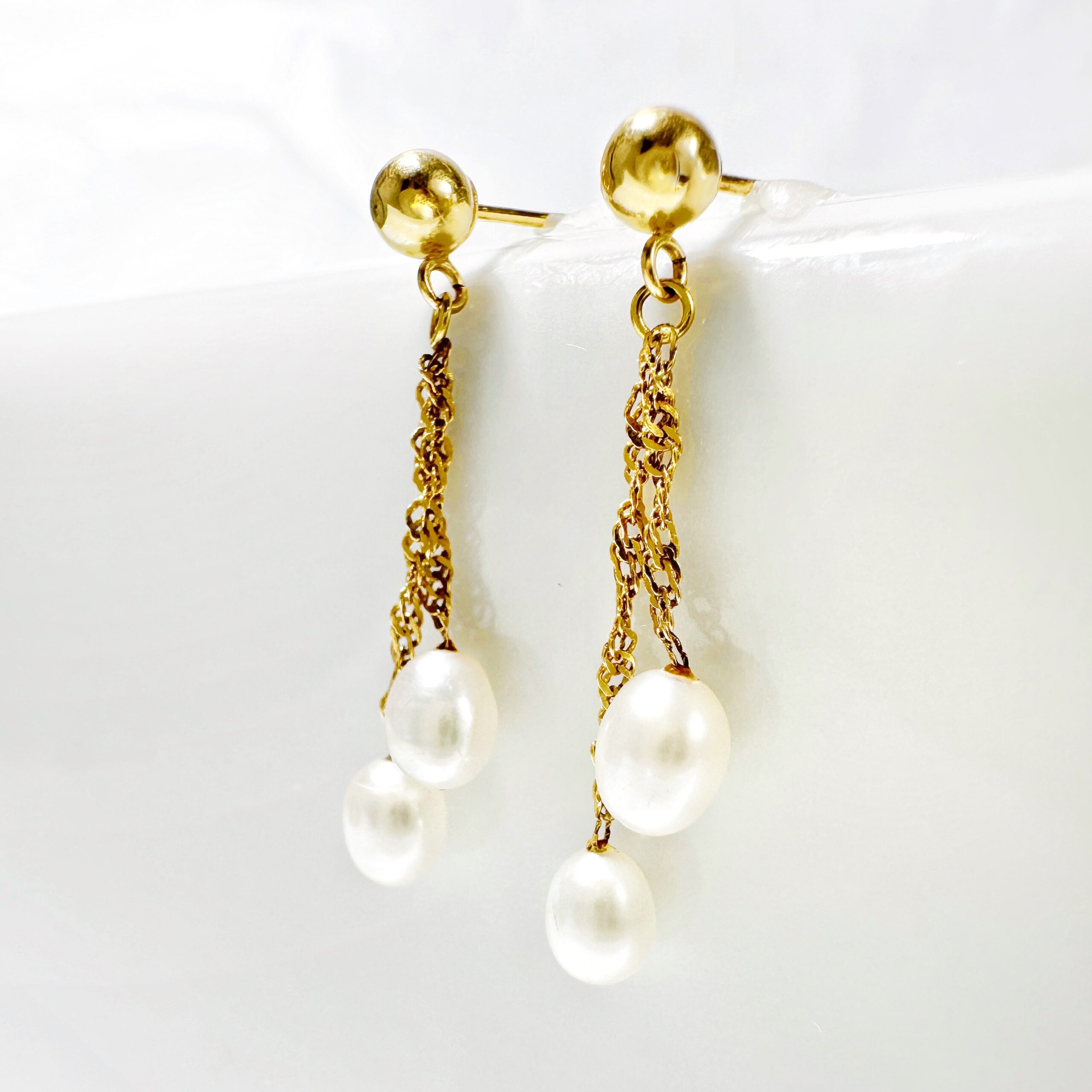 Vintage Gold Pearl Earrings 6