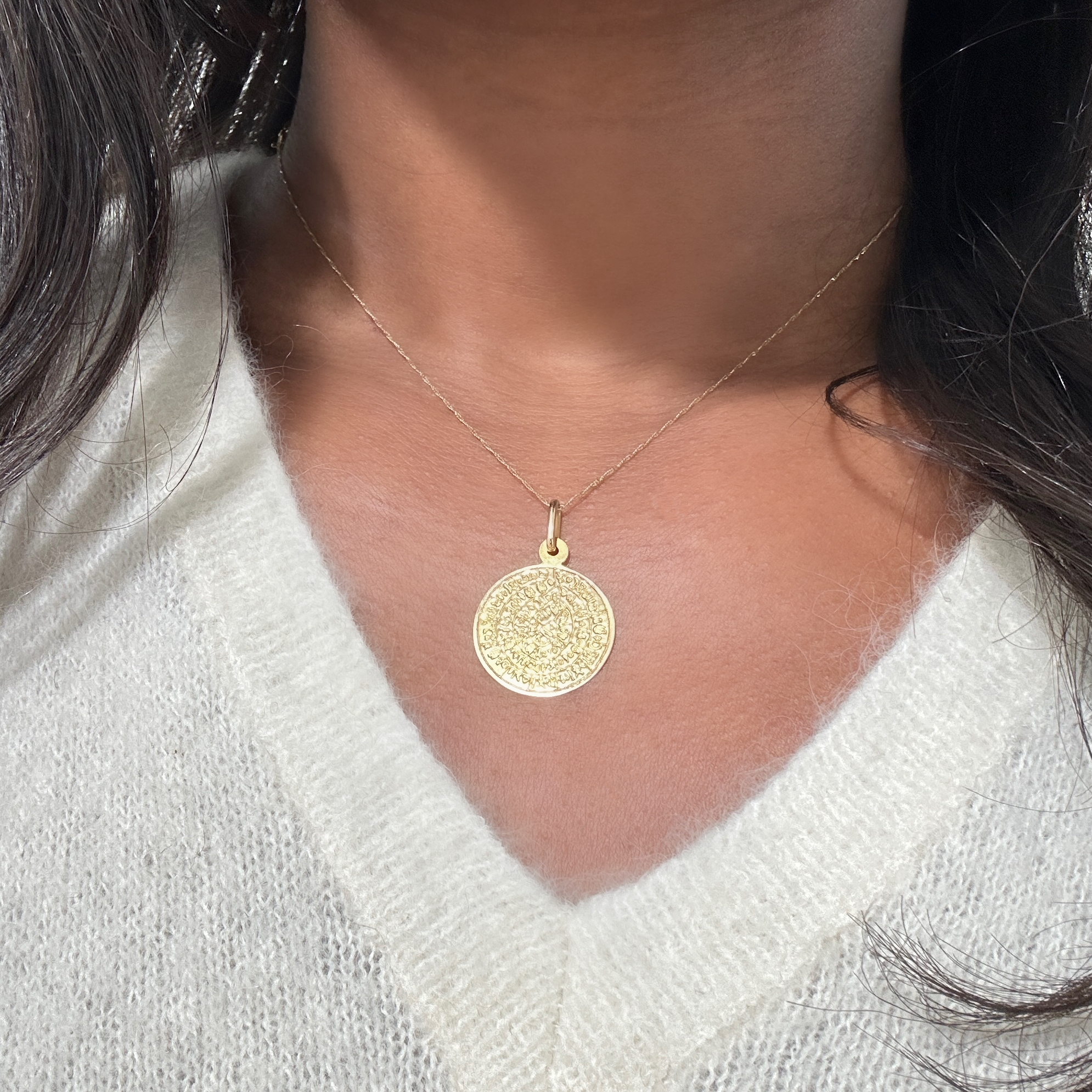 Vintage Gold Phaistos Disc Pendant 6