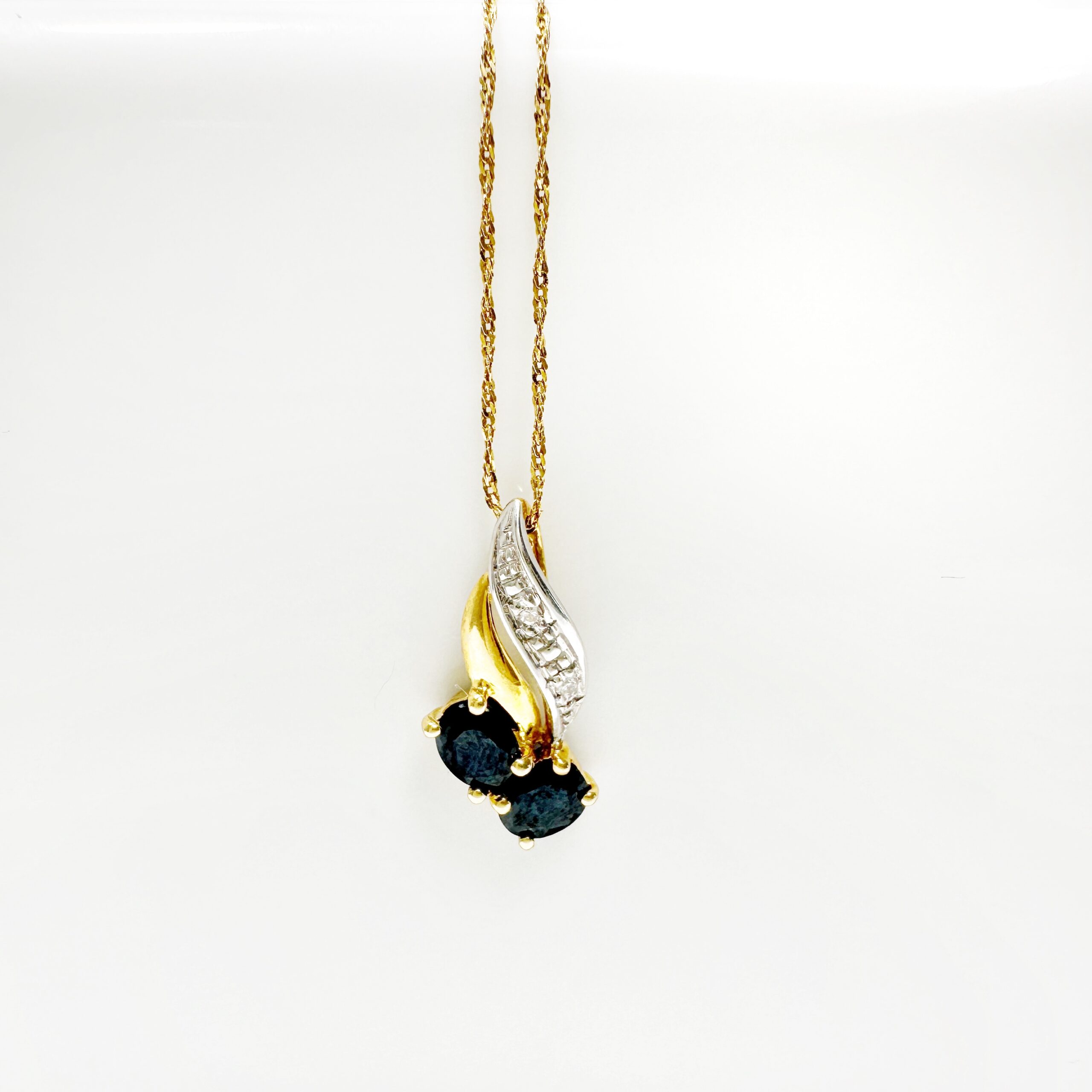 Vintage Gold Sapphire And Diamond Pendant 9