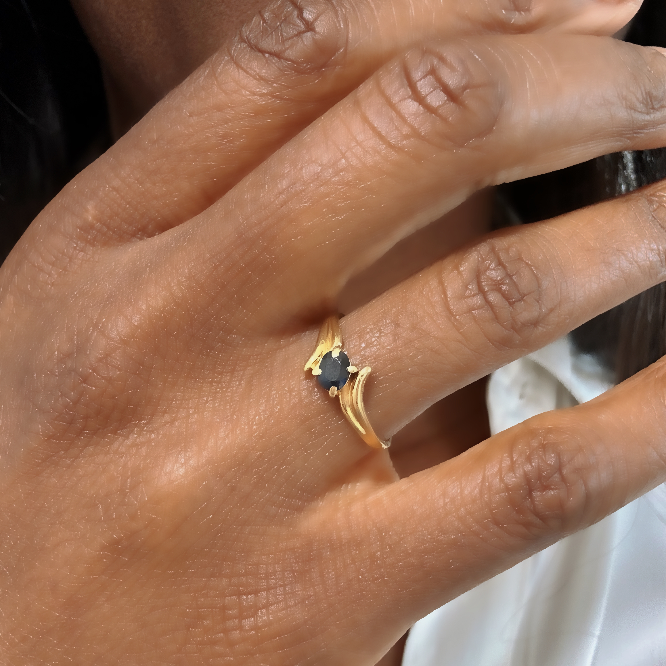 Vintage Gold Sapphire Navette Ring 8