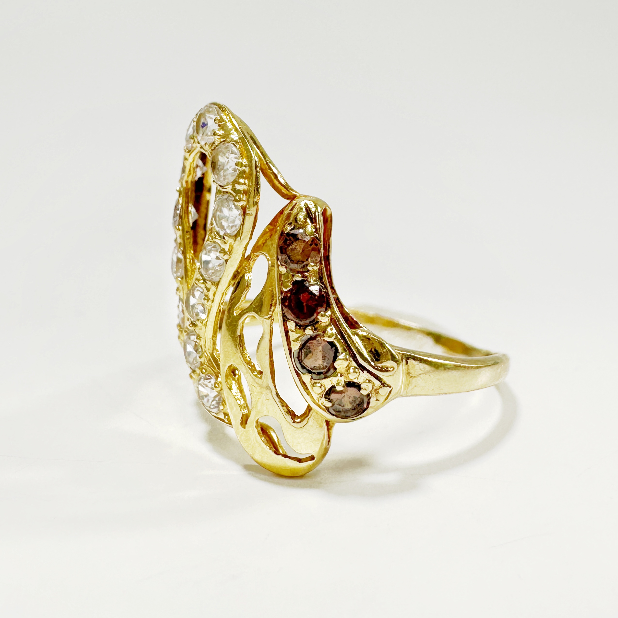 Vintage Gold Serpentine Diamond Citrine Ring 2