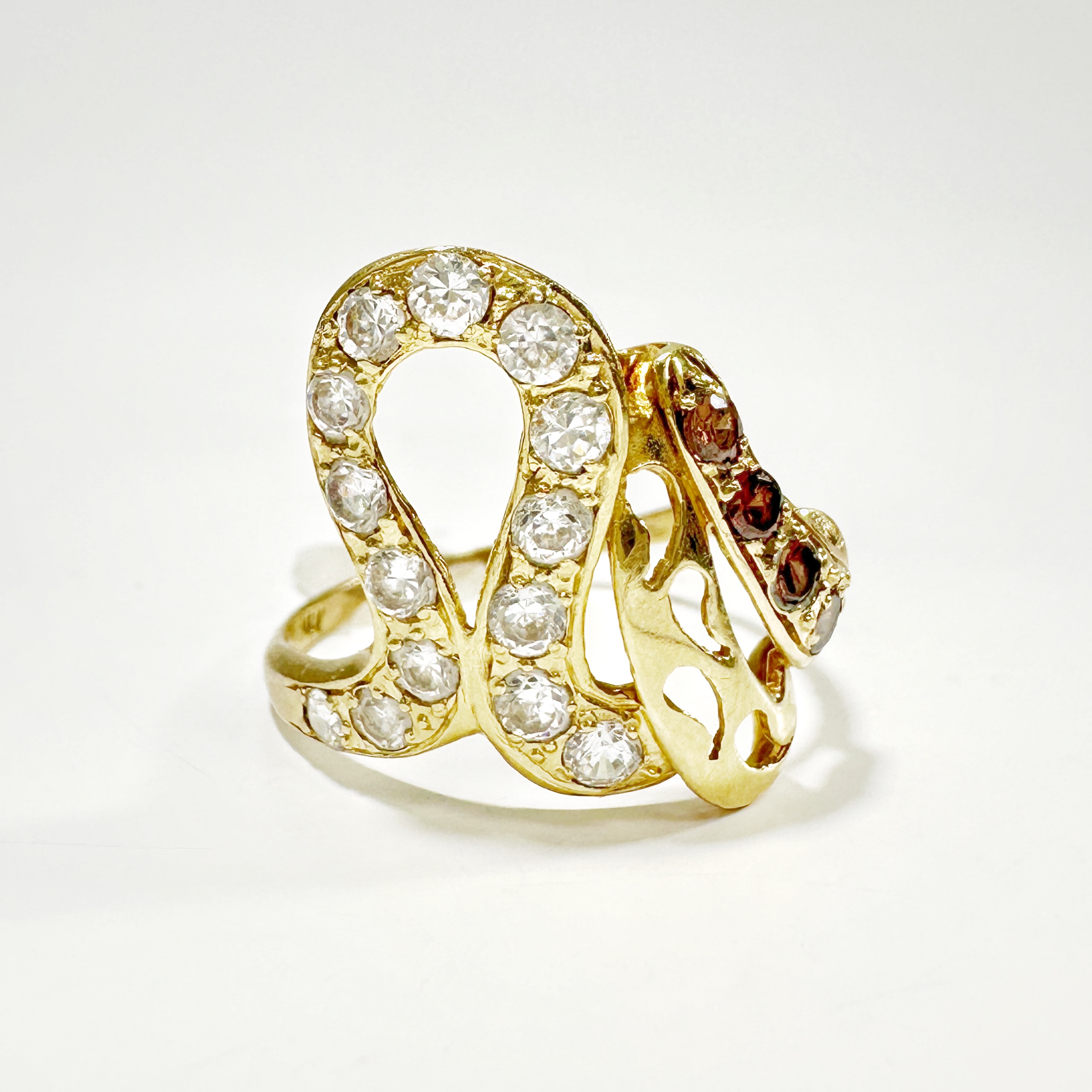 Vintage Gold Serpentine Diamond Citrine Ring 3