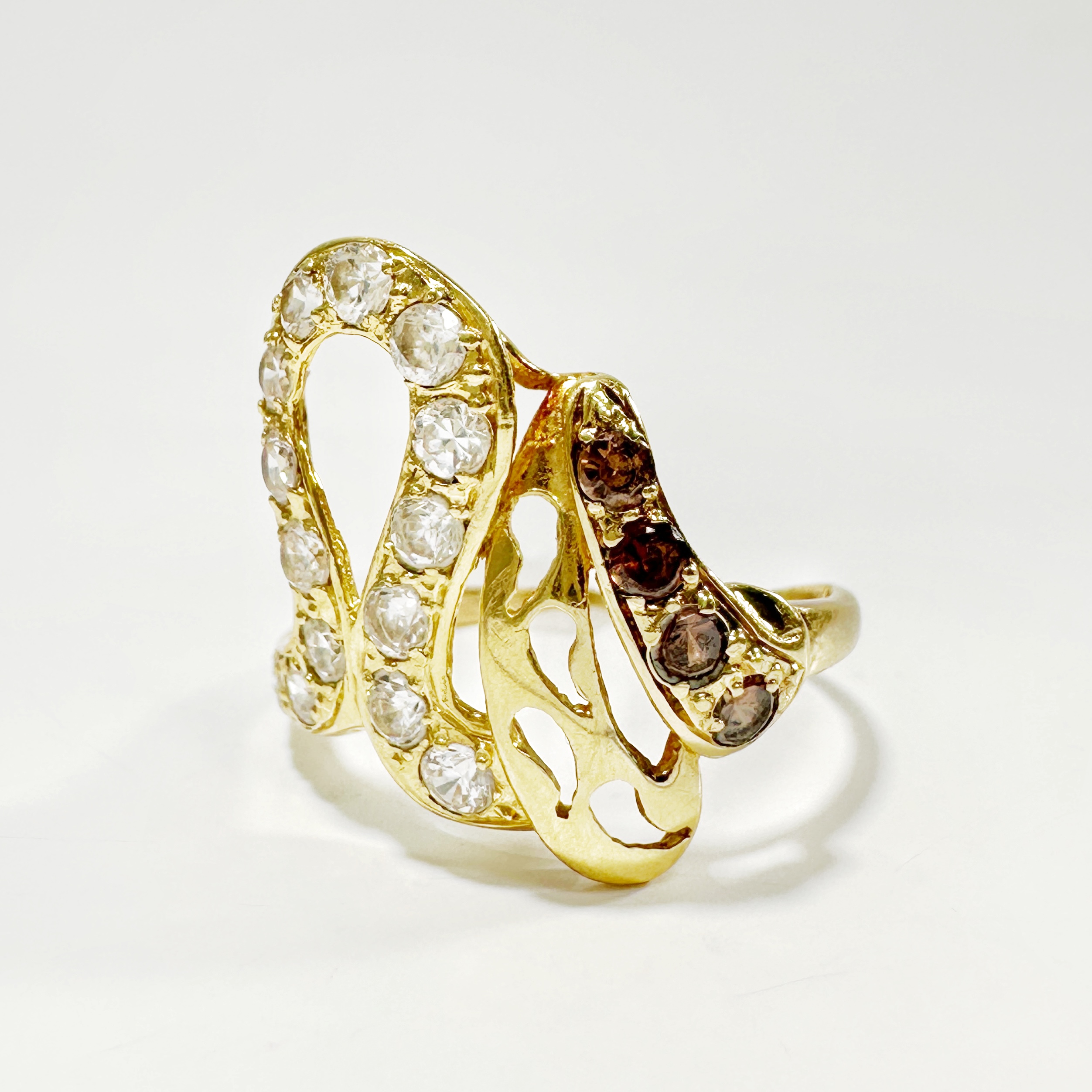 Vintage Gold Serpentine Diamond Citrine Ring 4