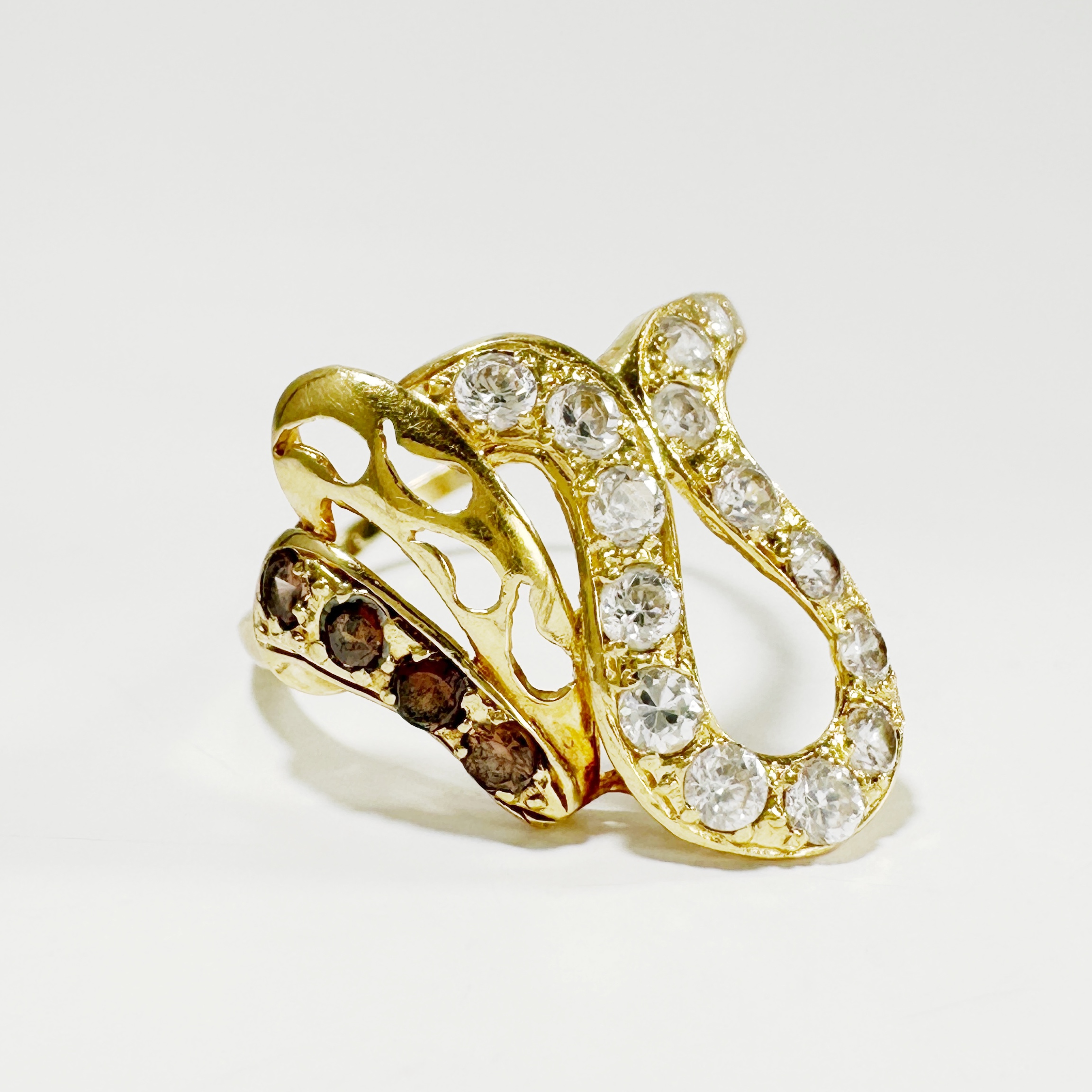 Vintage Gold Serpentine Diamond Citrine Ring 6