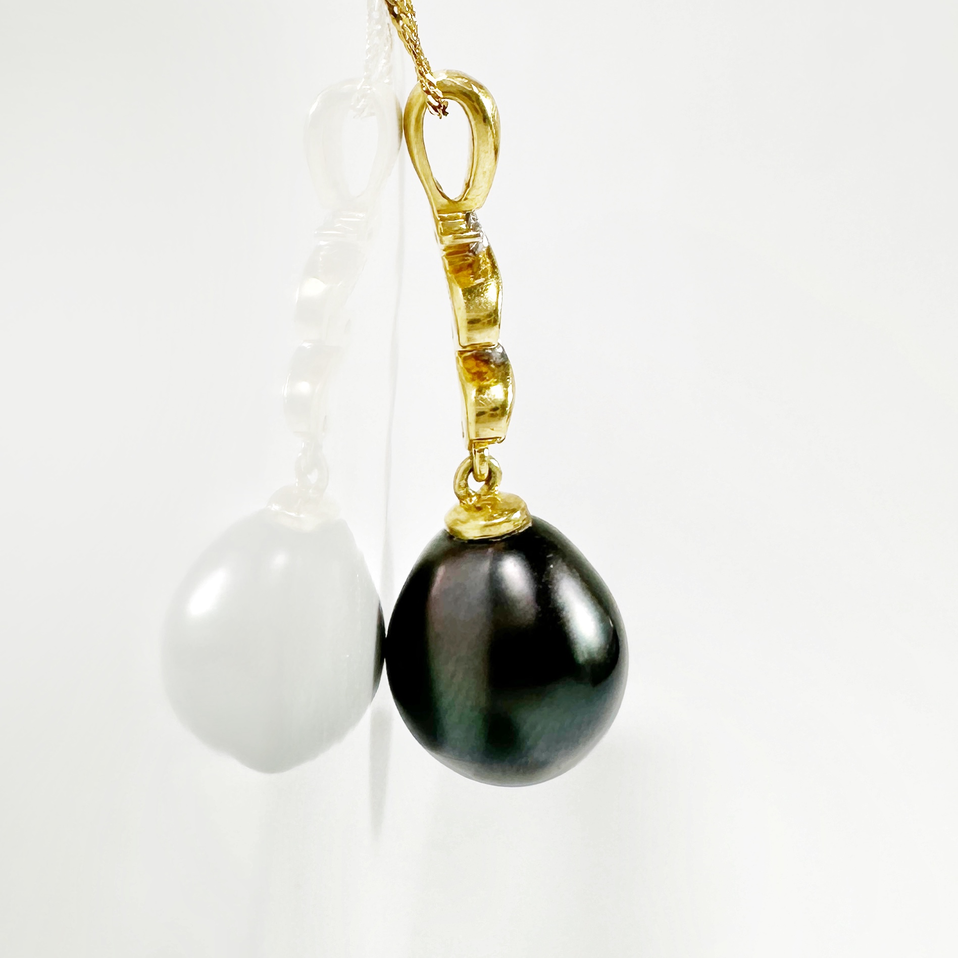 Vintage Gold Tahiti Pearl Diamonds Pendant 5