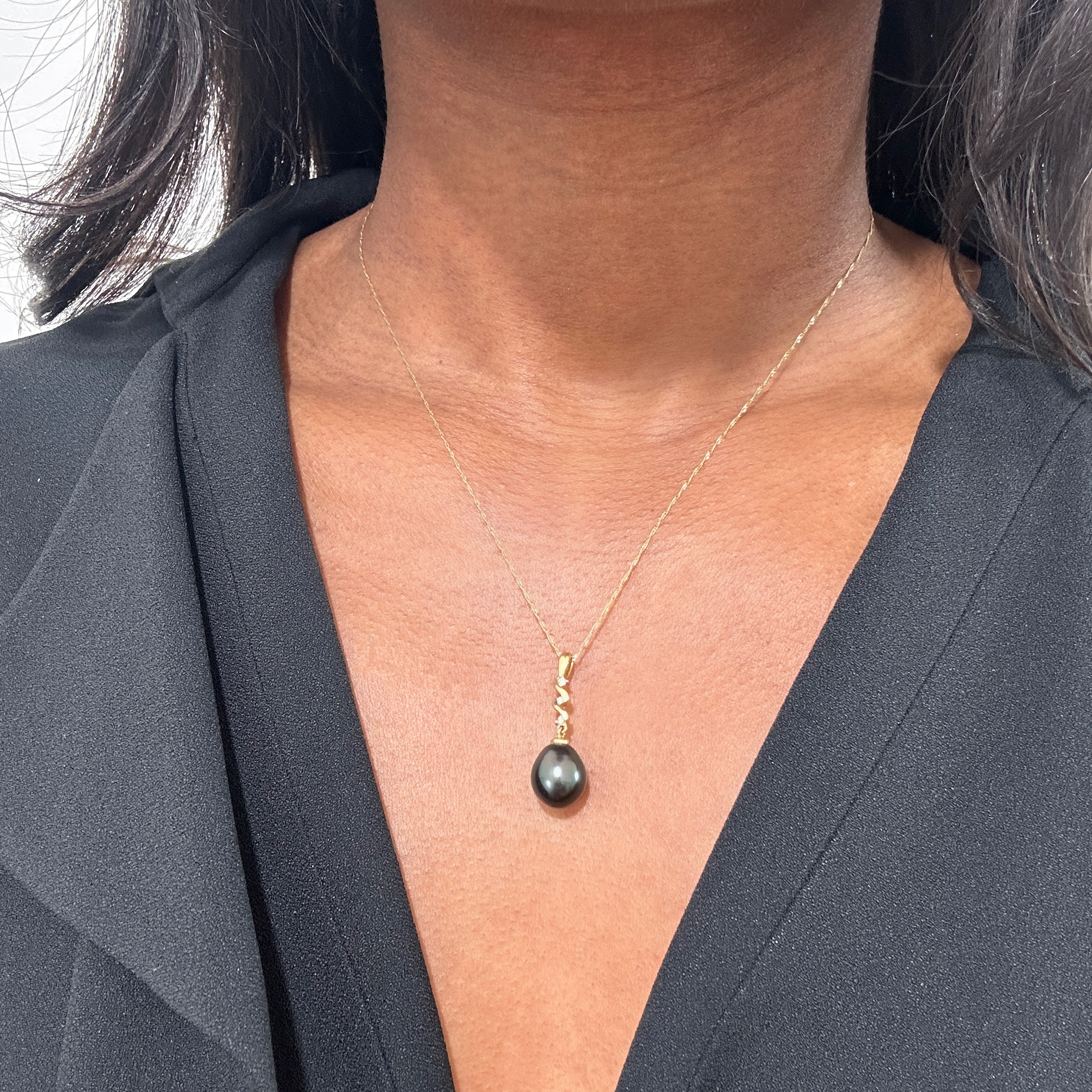 Vintage Gold Tahiti Pearl Diamonds Pendant 8