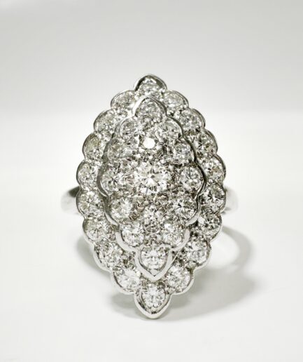 Bague marquise or blanc et diamants "Aubeline"