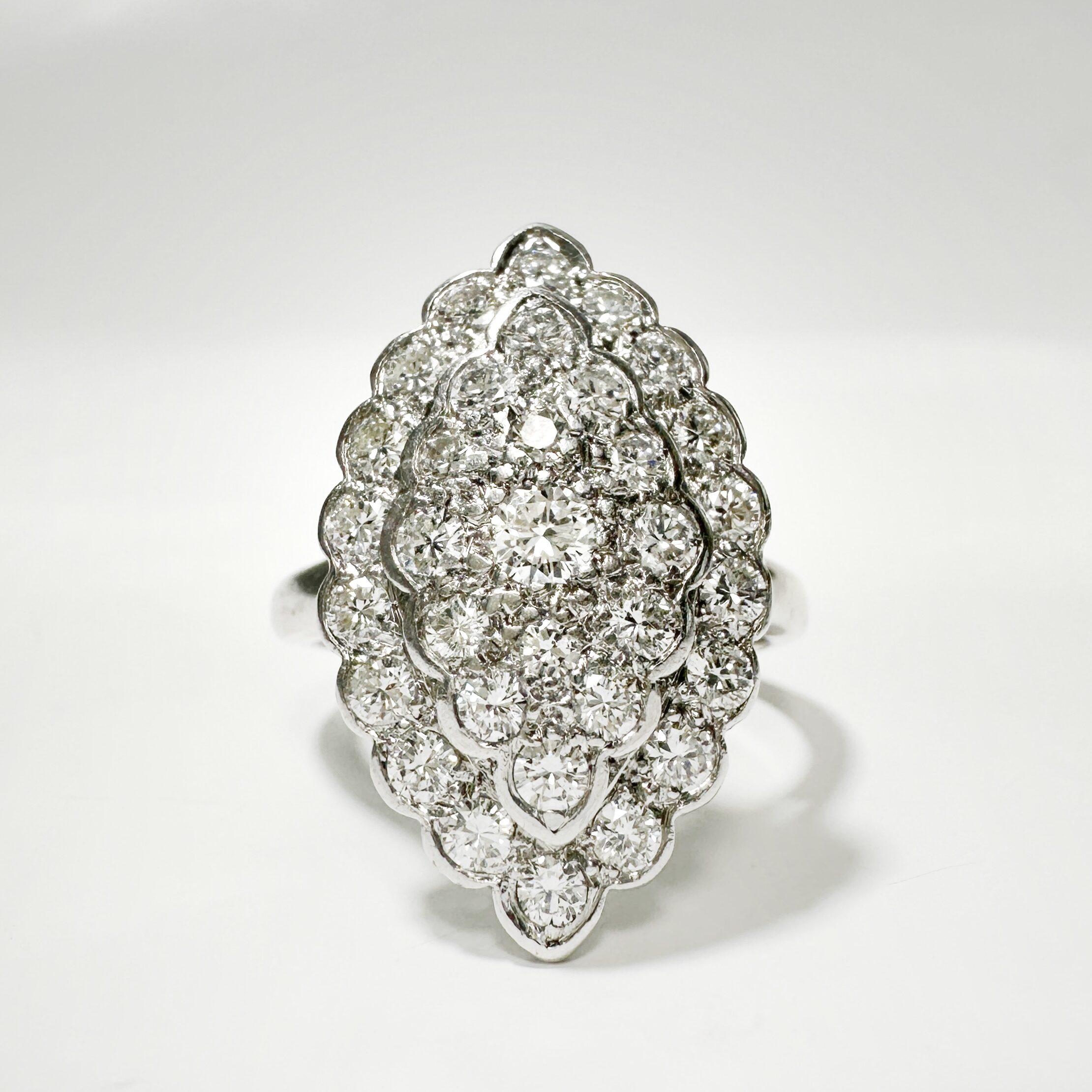 Vintage White Gold Diamond Marquise Ring 1