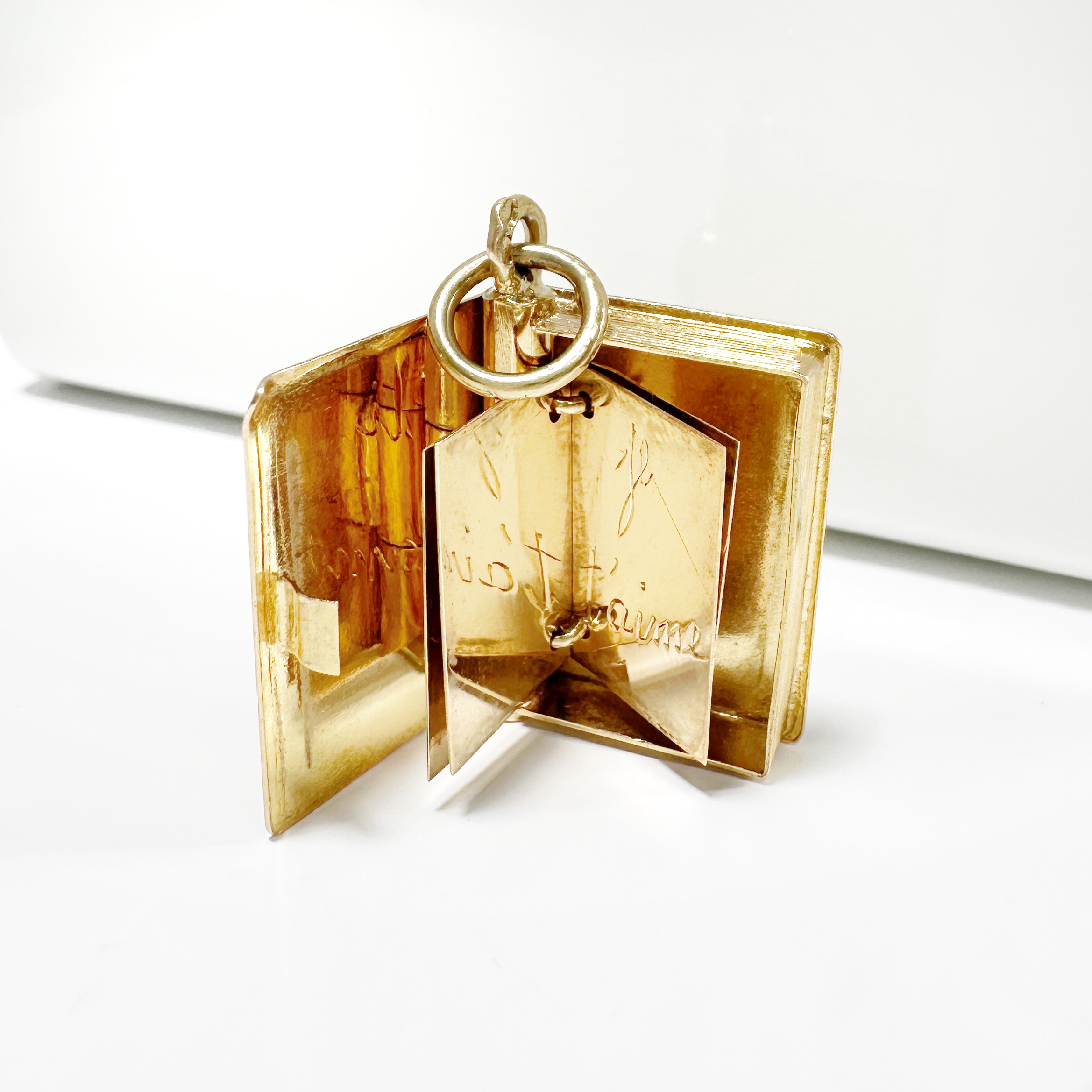 Antique Gold And Coral Love Book Pendant 11