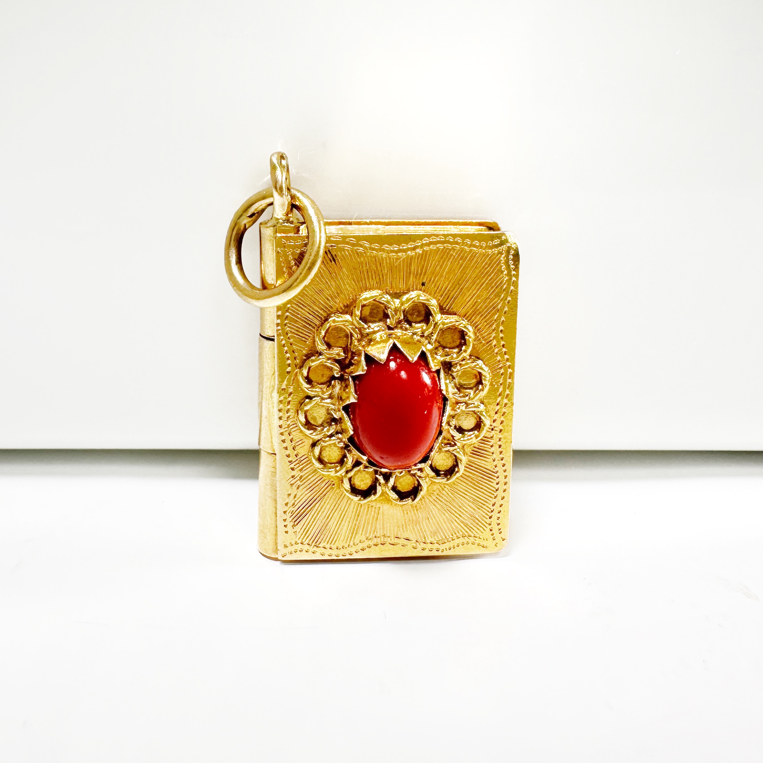 Antique Gold And Coral Love Book Pendant 4