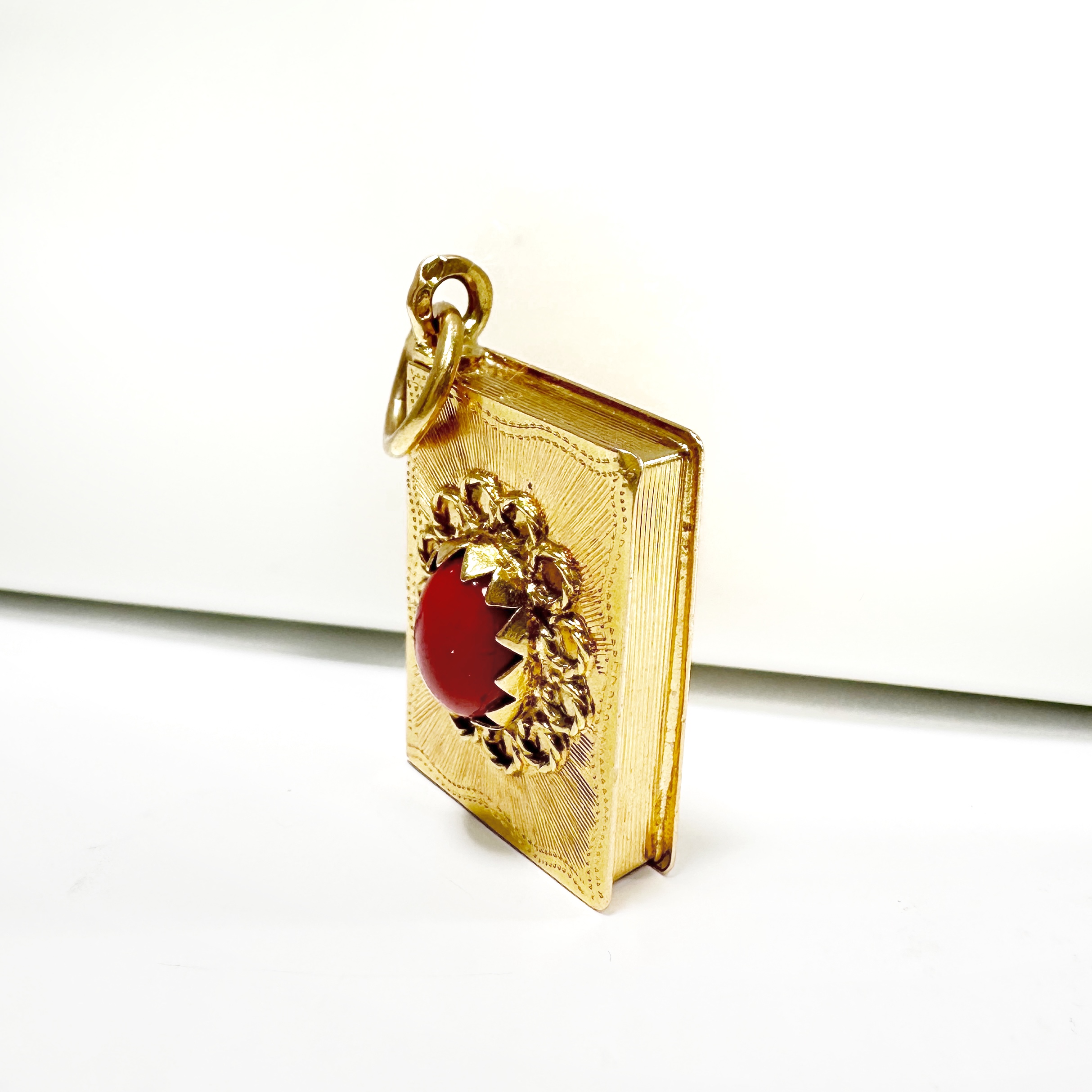Antique Gold And Coral Love Book Pendant 5