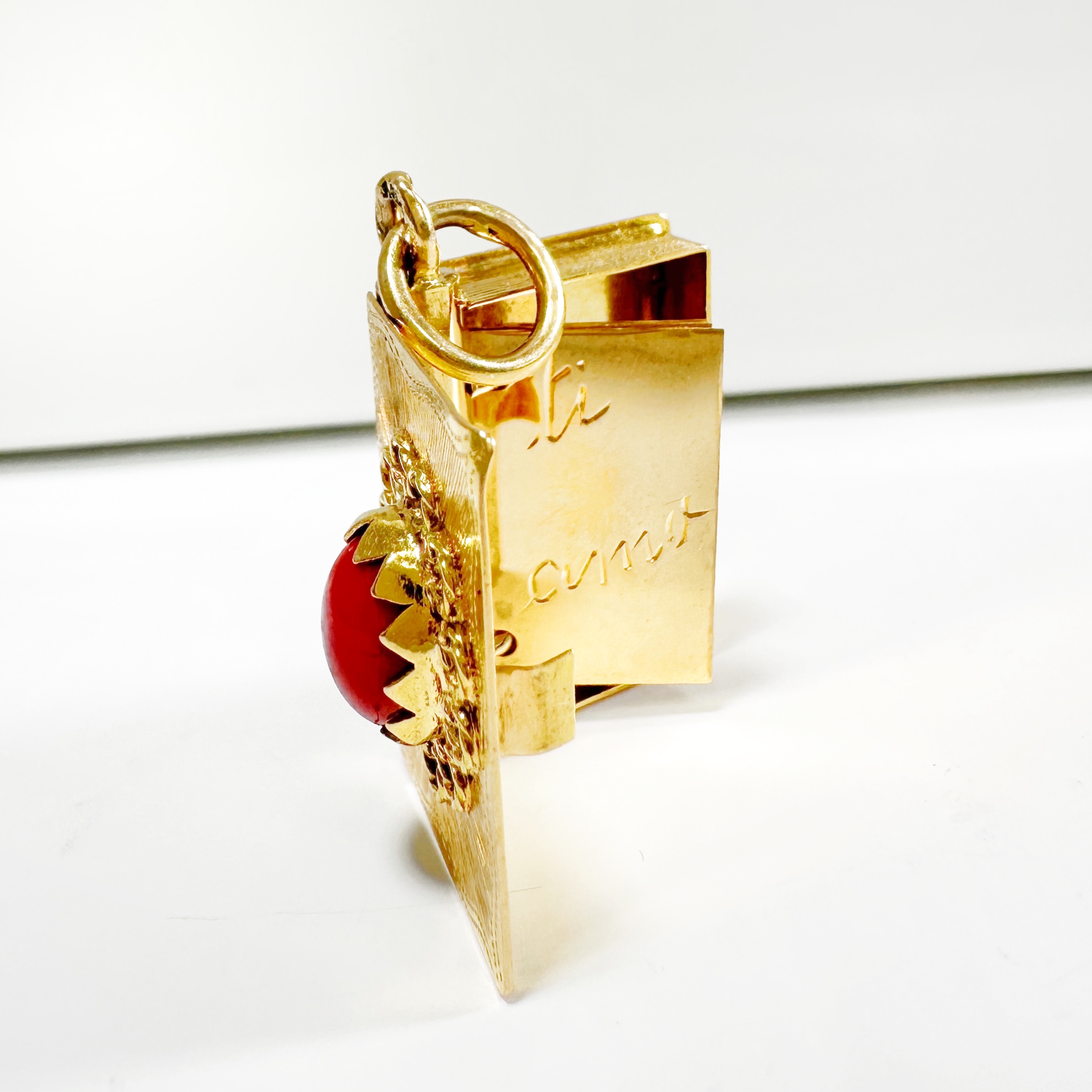 Antique Gold And Coral Love Book Pendant 9